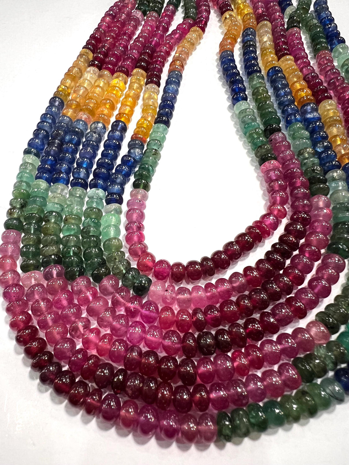 Natural Multi Sapphire Ruby emerald 5-5.5mm Smooth Roundel AAA Rainbow Gemstone beads Beads for Jewelry making 6" , 12" Strand