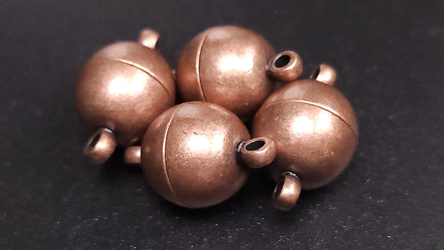 4 sets 10mm round magnet clasp silver, gold, black and Rose Gold plated brass, good quality, jewelry making clasp