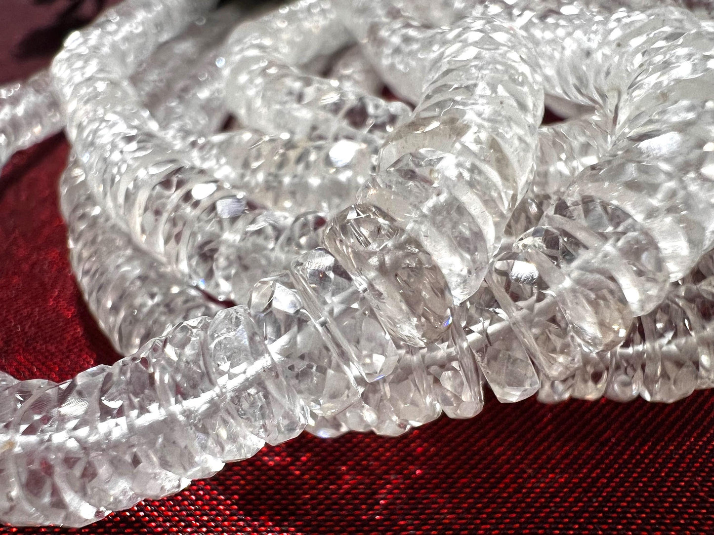 Natural Rock crystal Quartz Faceted heishi wheel tyre roundel micro cut AAA quality jewelry making bead 6.5-7mm in size 8” Strand