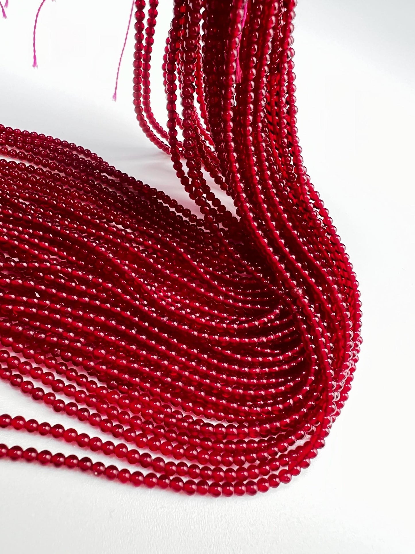 Ruby Quartz Smooth round 2.2mm Dark red Gemstone Beads for jewelry Making 14" Full strand