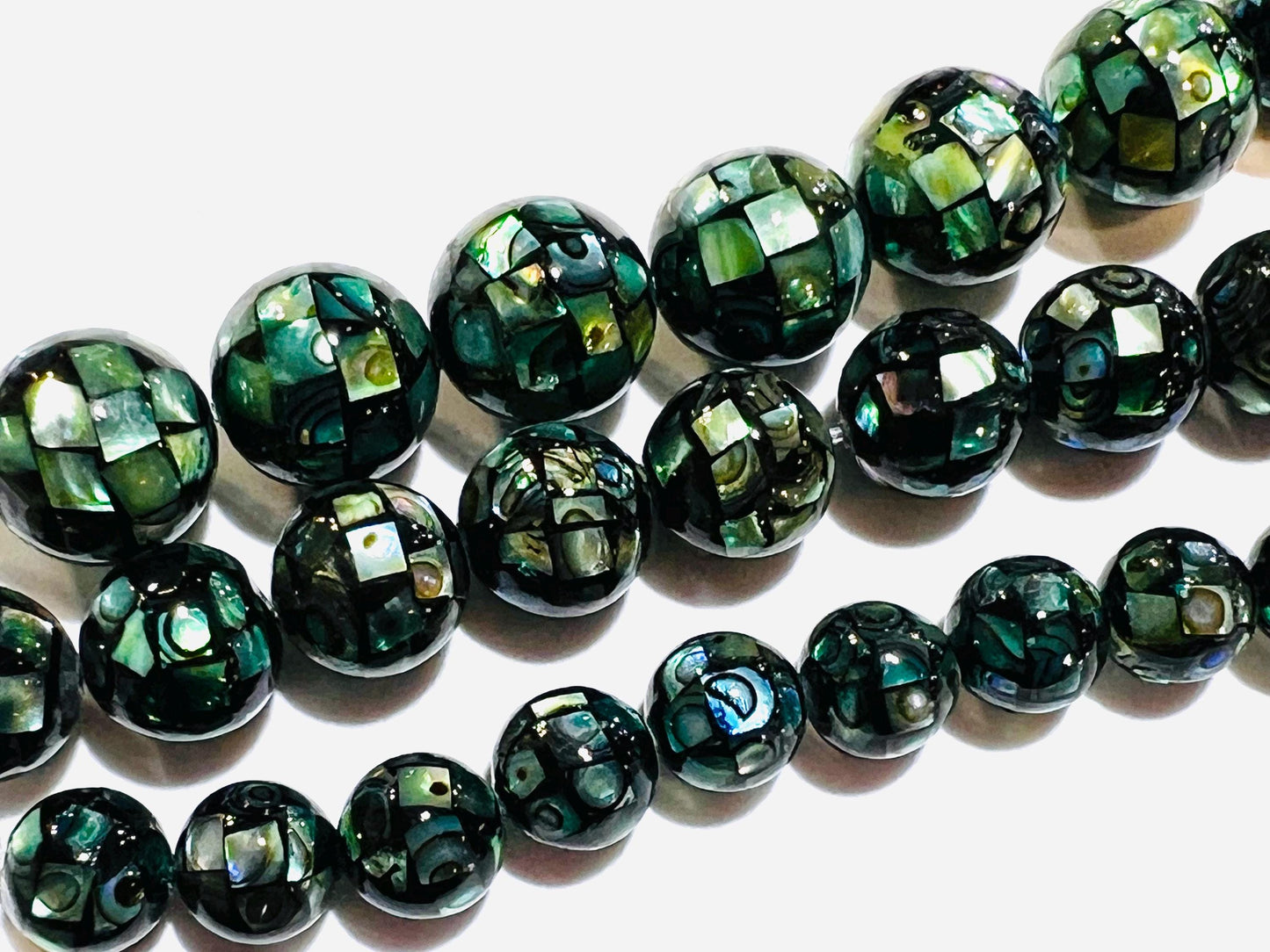 Natural Abalone Paua Shell Disco Ball Mosaic bead for jewelry making Beautiful blue green natural beads, 8, 10mm 12mm sold by 4 pcs, 8 pcs