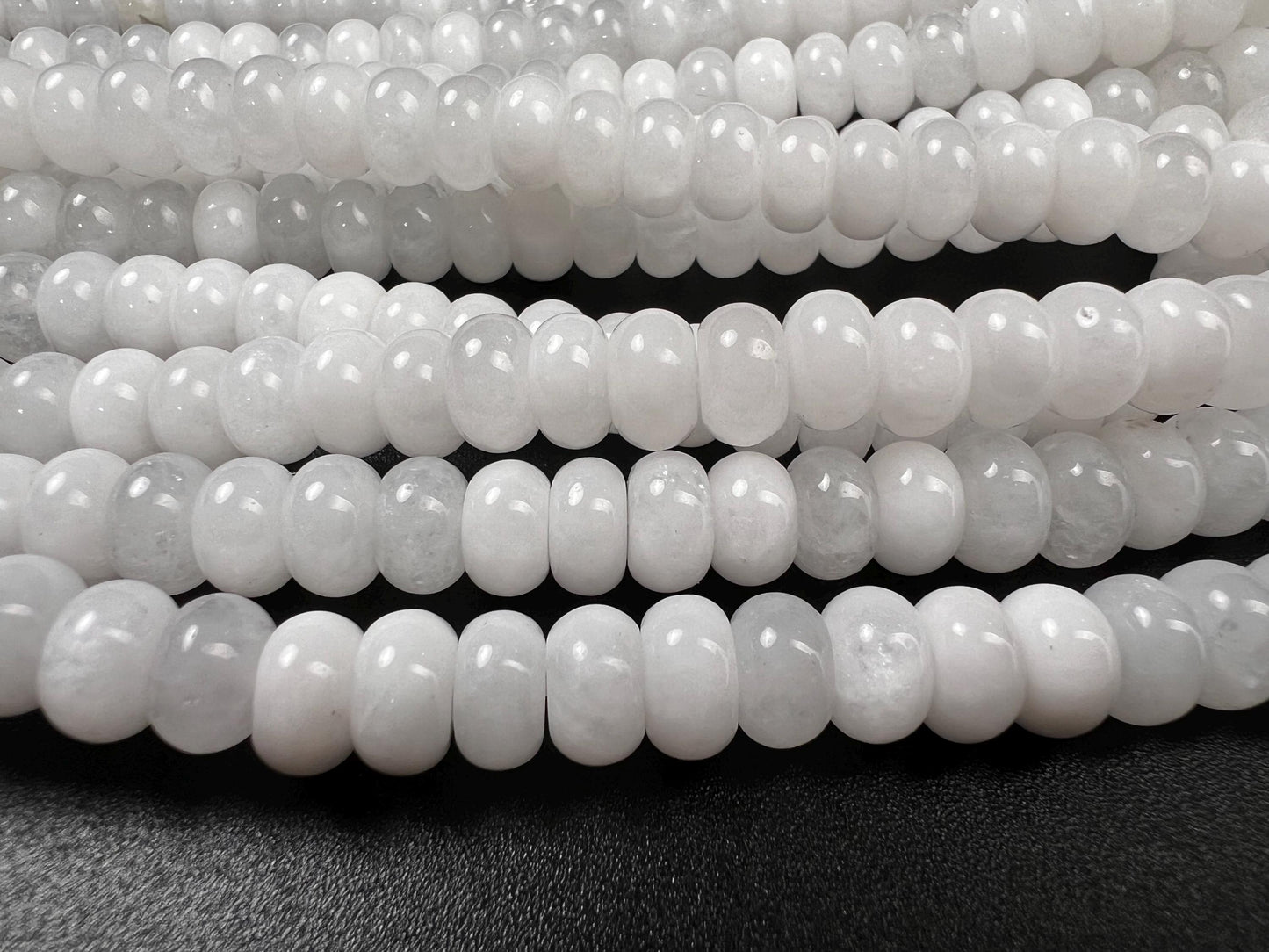 Natural White agate 8mm Smooth Roundel Milky White gemstone beads 14.5” Full strand ,Single/Bulk