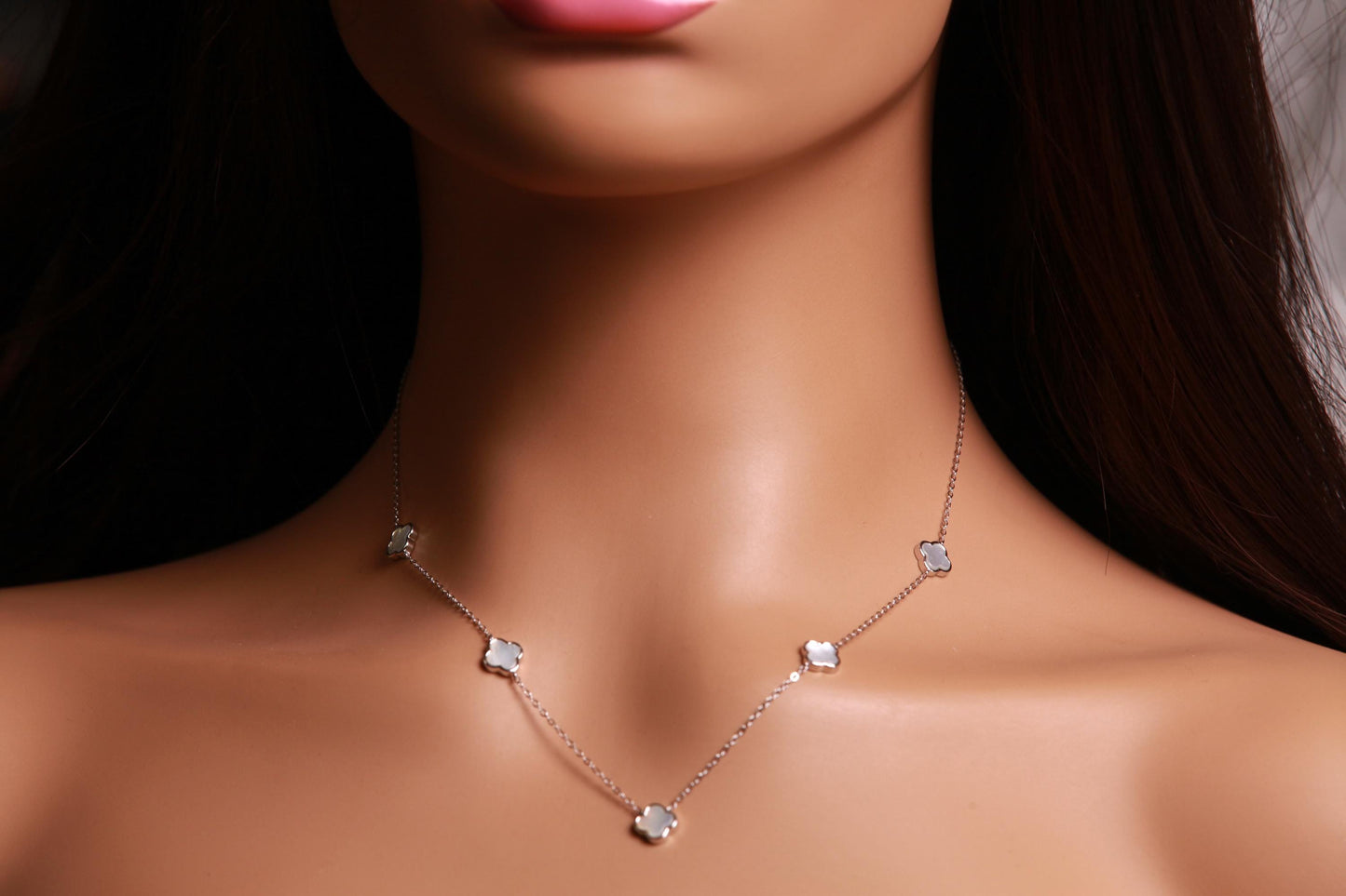 925 Sterling Silver, Gold Vermeil White Mother of Pearl Flower Charm 8.5mm long, charm 5pcs Adjustable 16”,17",18" MOP necklace