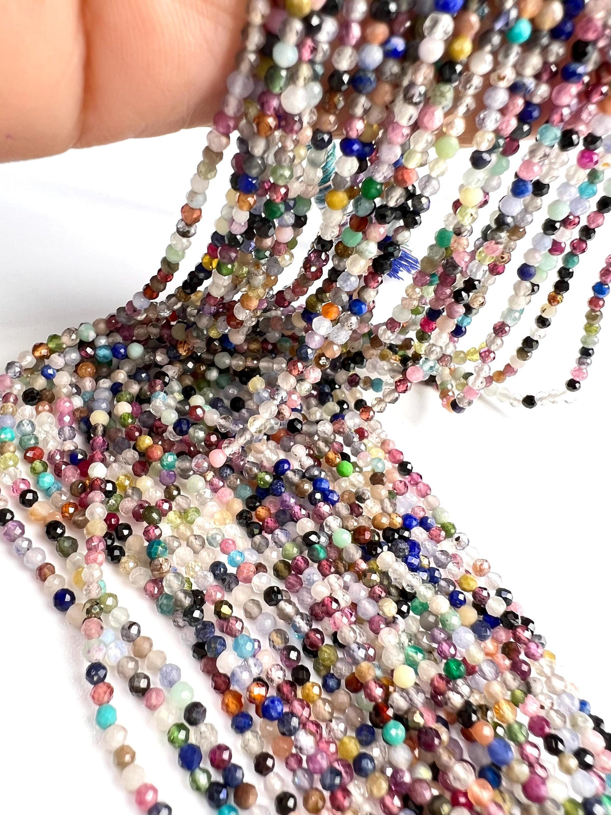 Natural Multi Gemstone Micro Faceted 2-2.5mm Round Beads AAA Gemstone Jewelry Making Beads 12” Strand