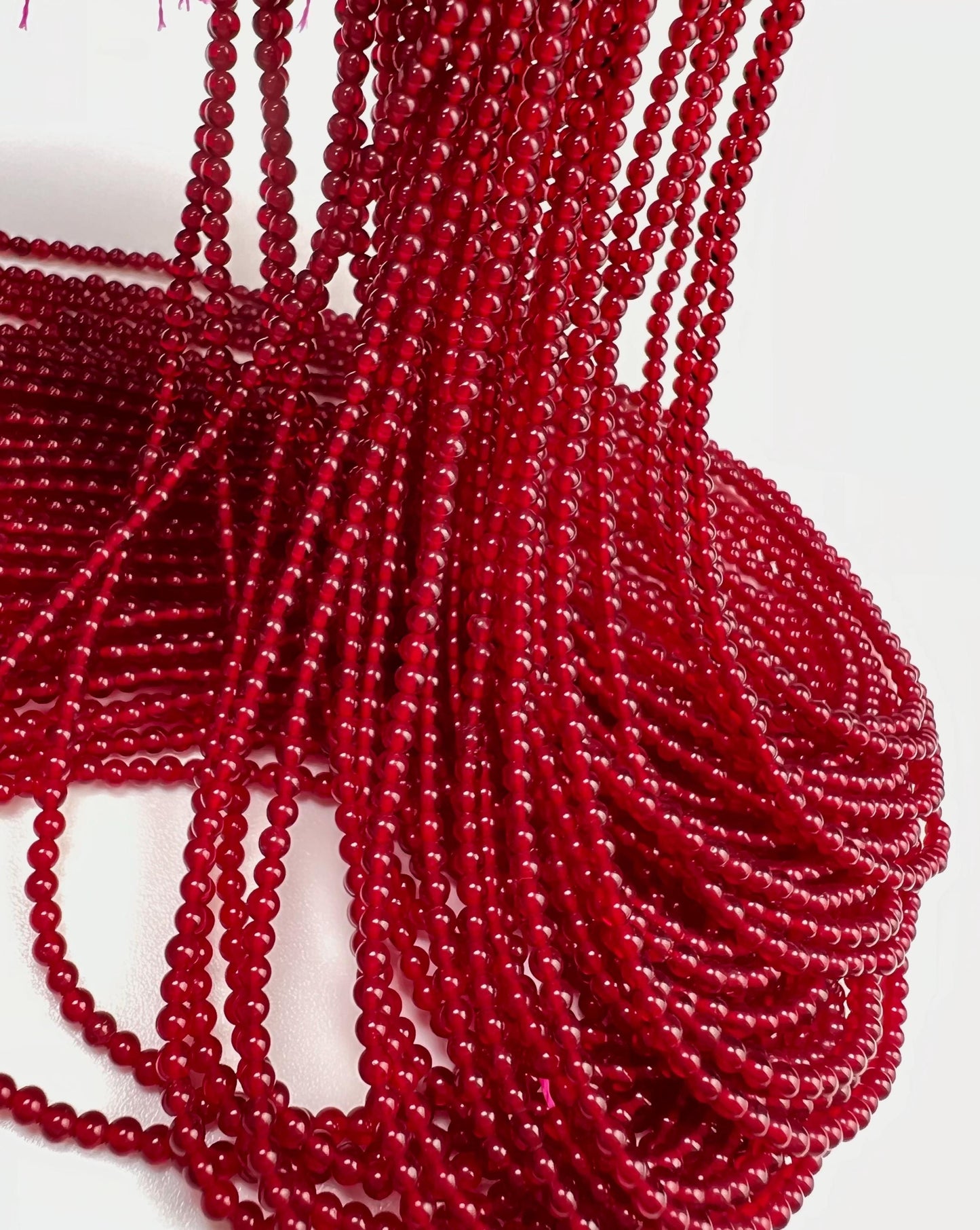 Natural Ruby Quartz Smooth round 2.2mm Dark red Gemstone Beads for jewelry Making 14" Full strand