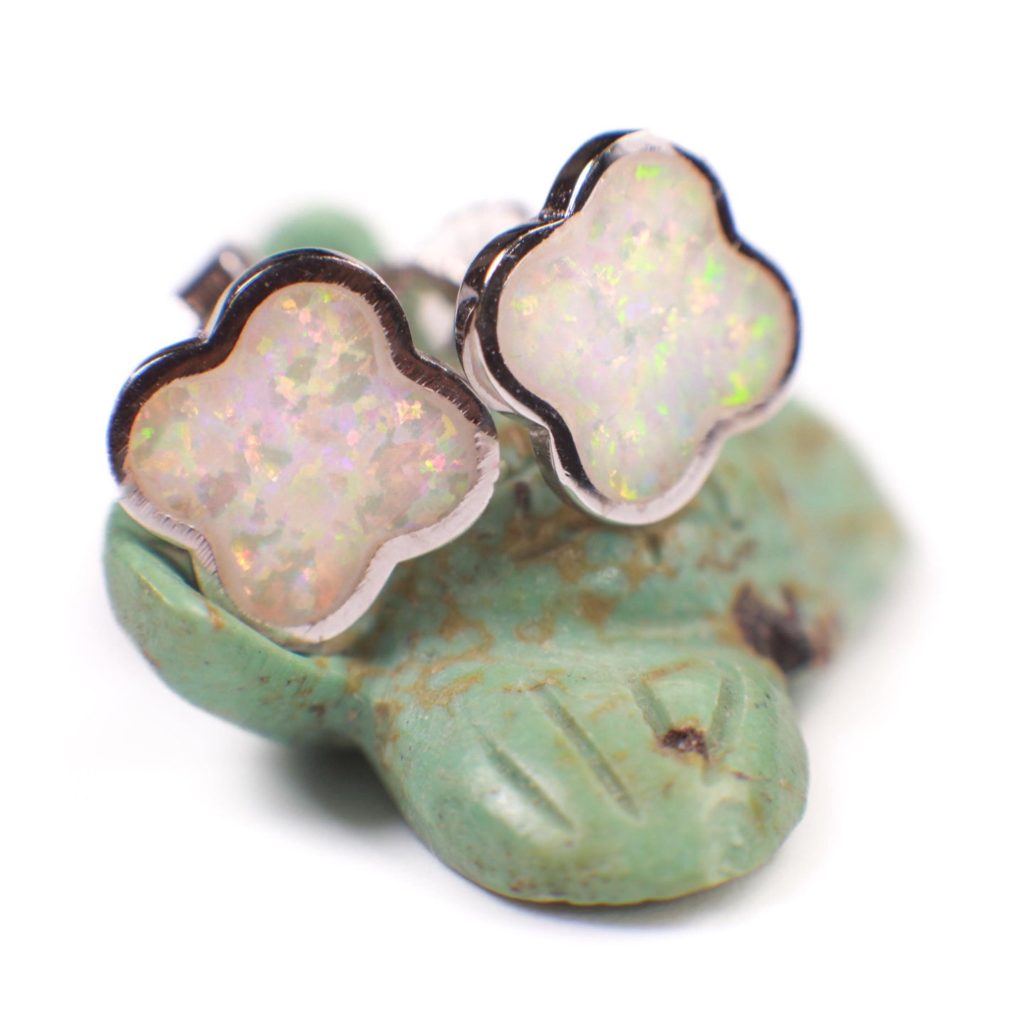 Genuine Ethiopian Fire Opal, Welo Opal, 8mm Flower Stud Earrings in 925 Sterling Silver Fiery Welo Opal Elegant Earrings, 925 Stamped