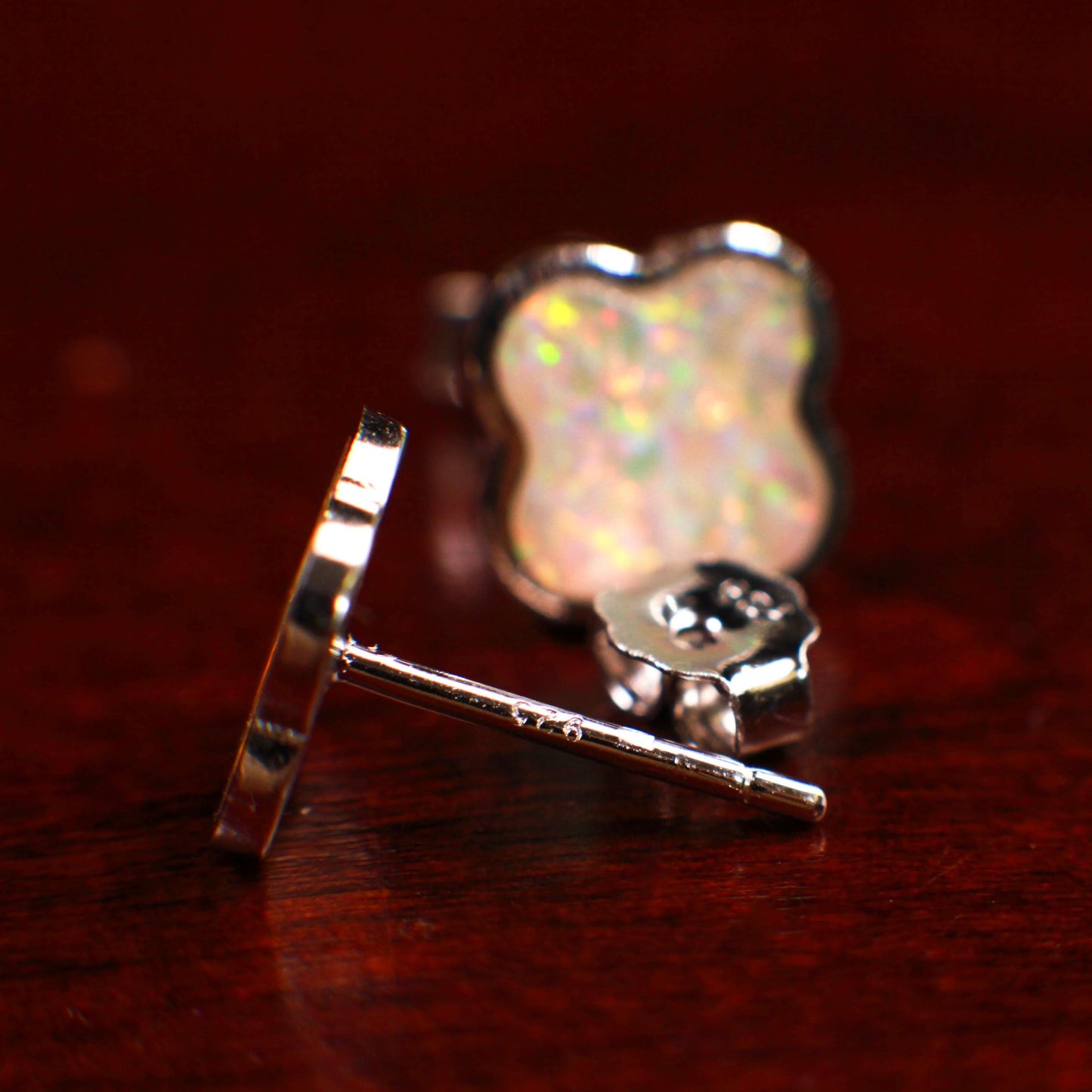 Genuine Ethiopian Fire Opal, Welo Opal, 8mm Flower Stud Earrings in 925 Sterling Silver Fiery Welo Opal Elegant Earrings, 925 Stamped