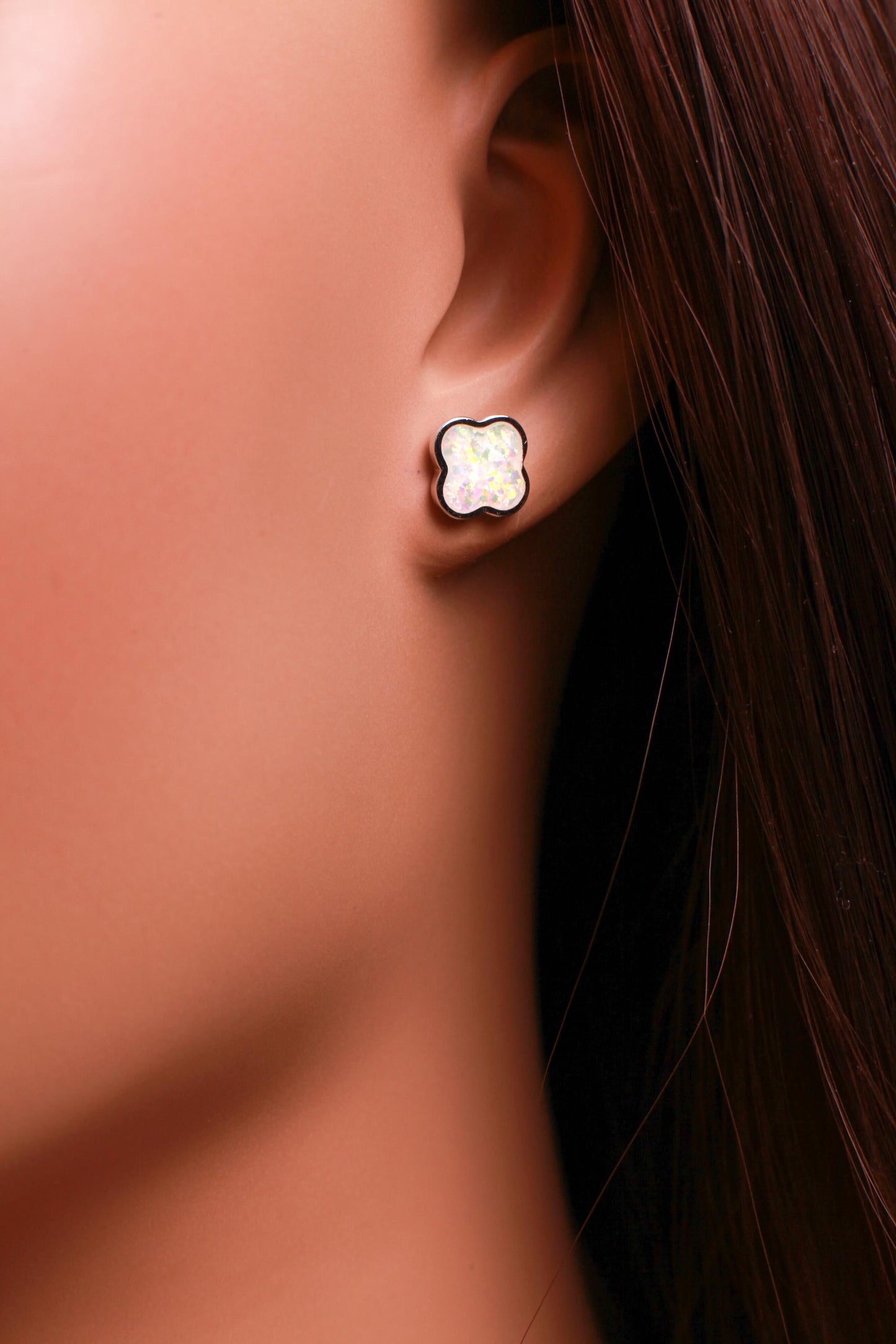 Genuine Ethiopian Fire Opal, Welo Opal, 8mm Flower Stud Earrings in 925 Sterling Silver Fiery Welo Opal Elegant Earrings, 925 Stamped