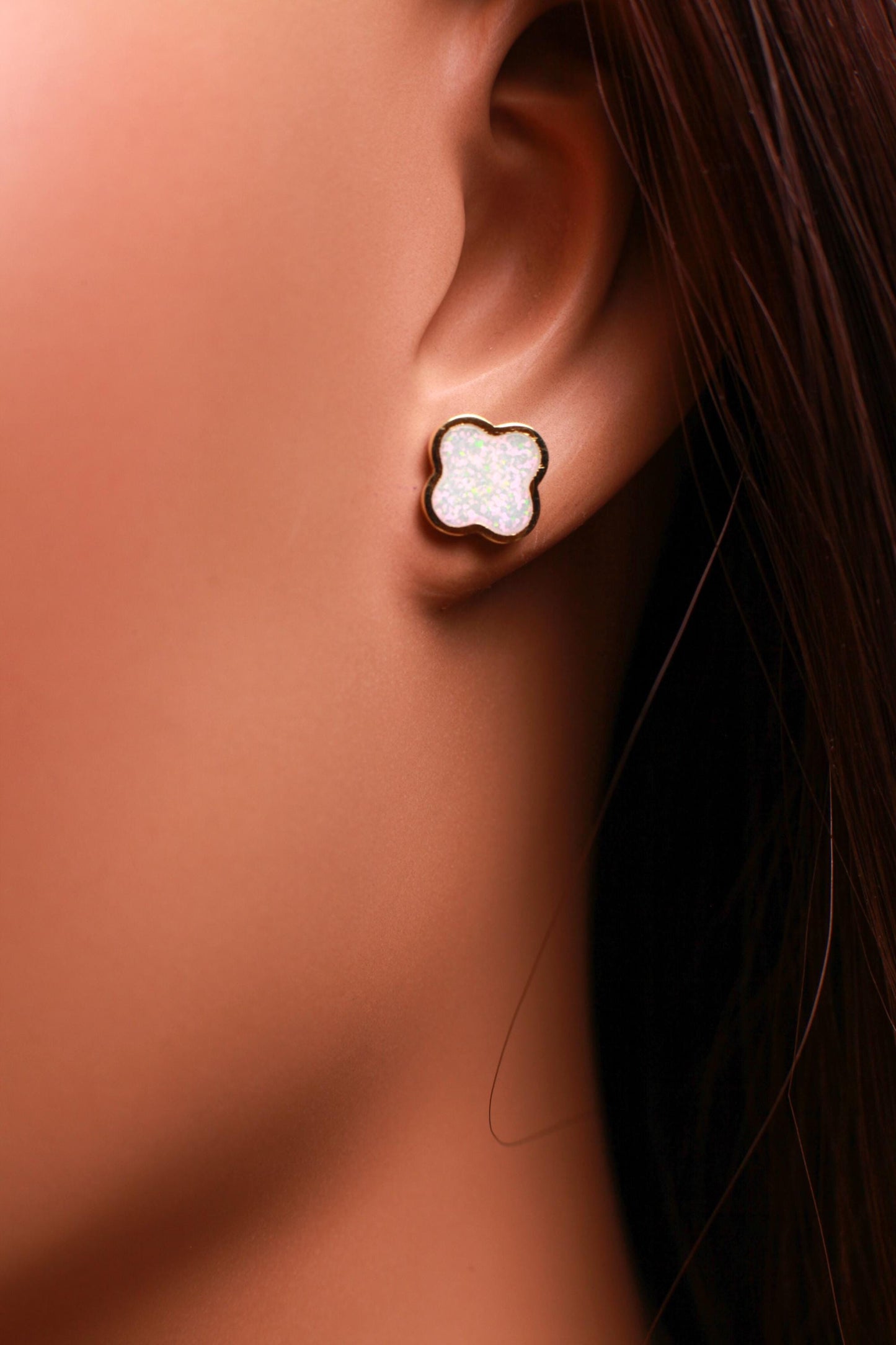Genuine Ethiopian Fire Opal, Welo Opal, 8mm Flower Stud Earrings 18k Gold Vermeil over 925 Sterling Silver, Welo Opal Earrings,925 Stamped