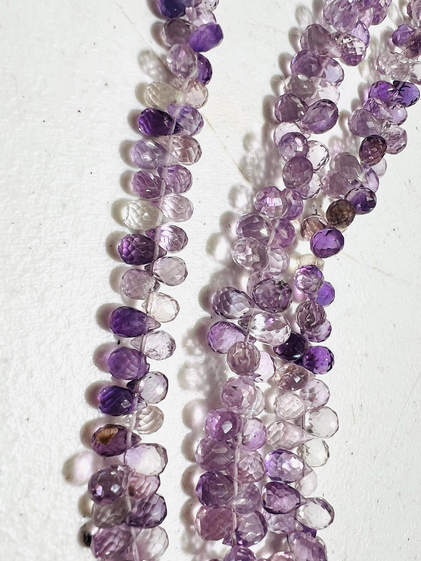 Natural pink Amethyst Faceted Round tear drop Purple shaded drop shape Beads AAA clear quality drop 4”(apprx 40 pcs ),8” approx 80 pcs .