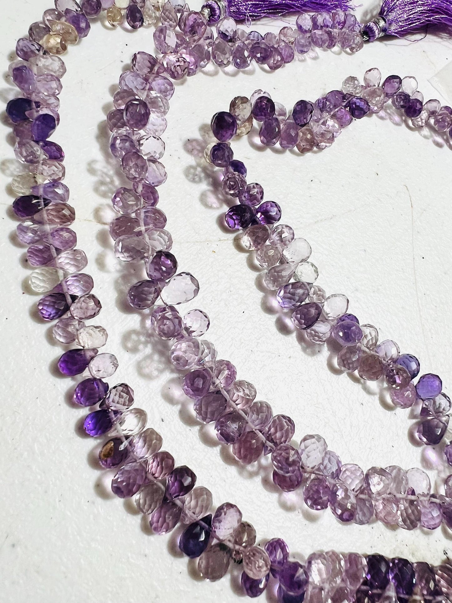 Natural pink Amethyst Faceted Round tear drop Purple shaded drop shape Beads AAA clear quality drop 4”(apprx 40 pcs ),8” approx 80 pcs .