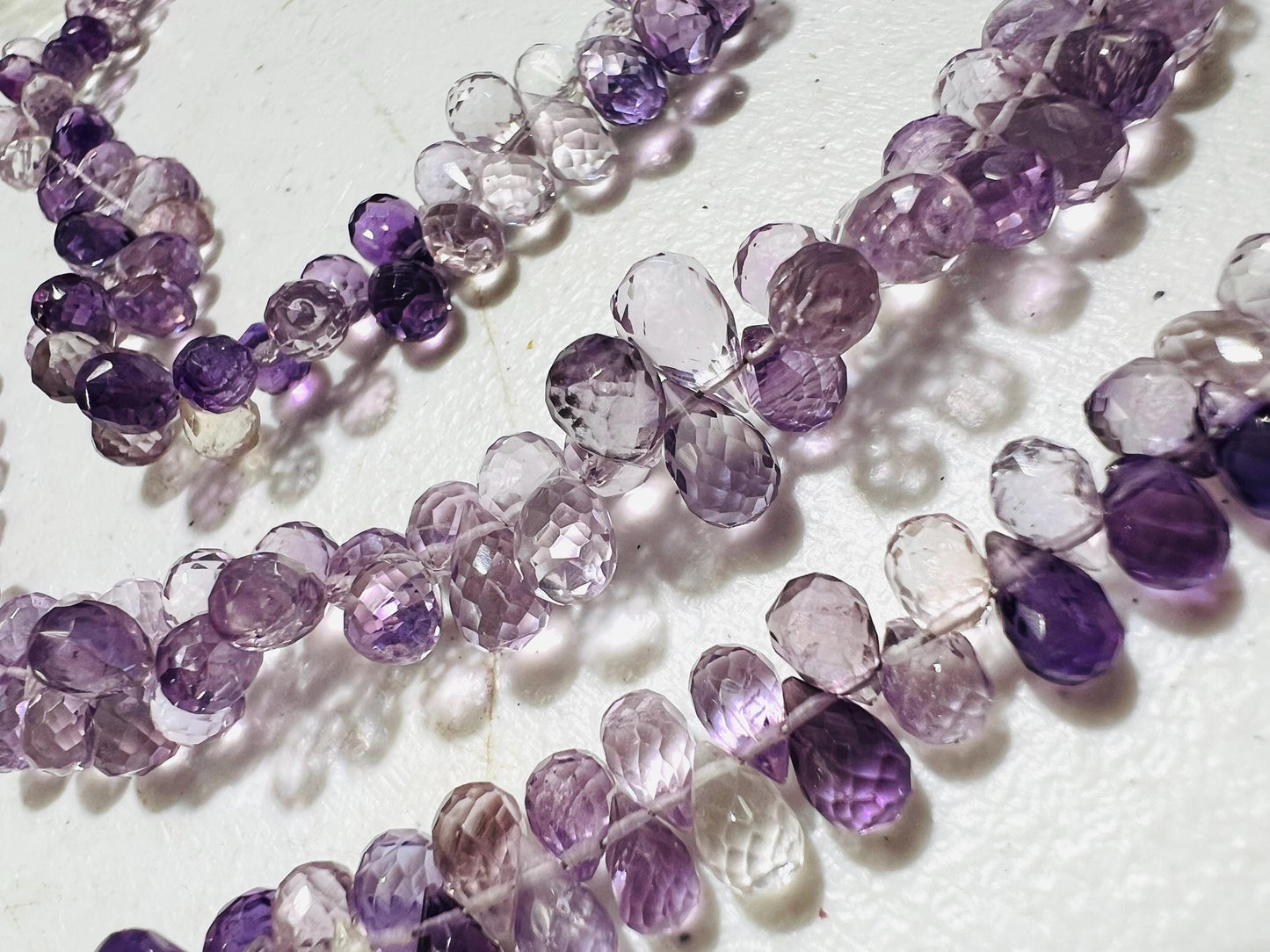Natural pink Amethyst Faceted Round tear drop Purple shaded drop shape Beads AAA clear quality drop 4”(apprx 40 pcs ),8” approx 80 pcs .