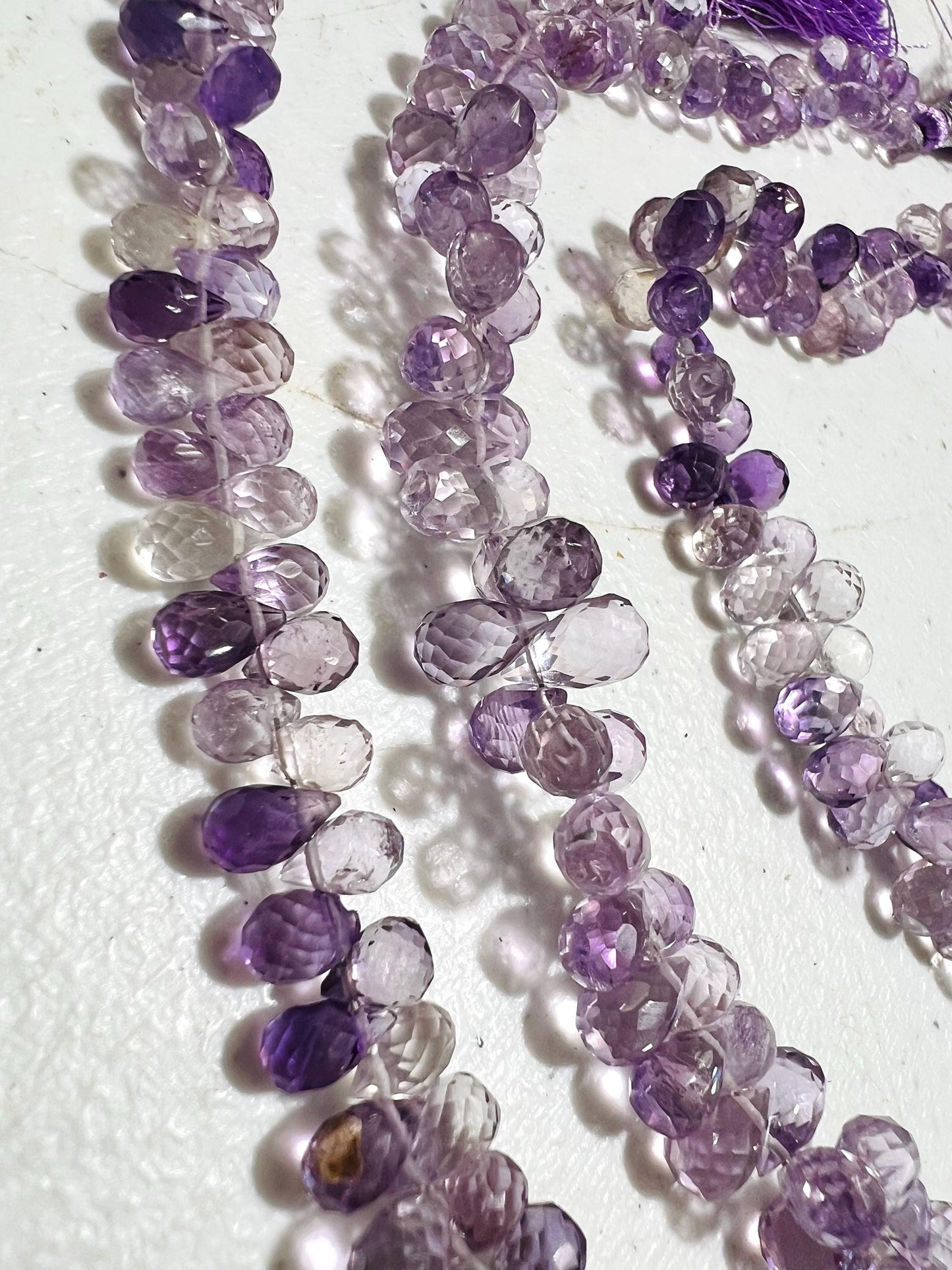 Natural pink Amethyst Faceted Round tear drop Purple shaded drop shape Beads AAA clear quality drop 4”(apprx 40 pcs ),8” approx 80 pcs .