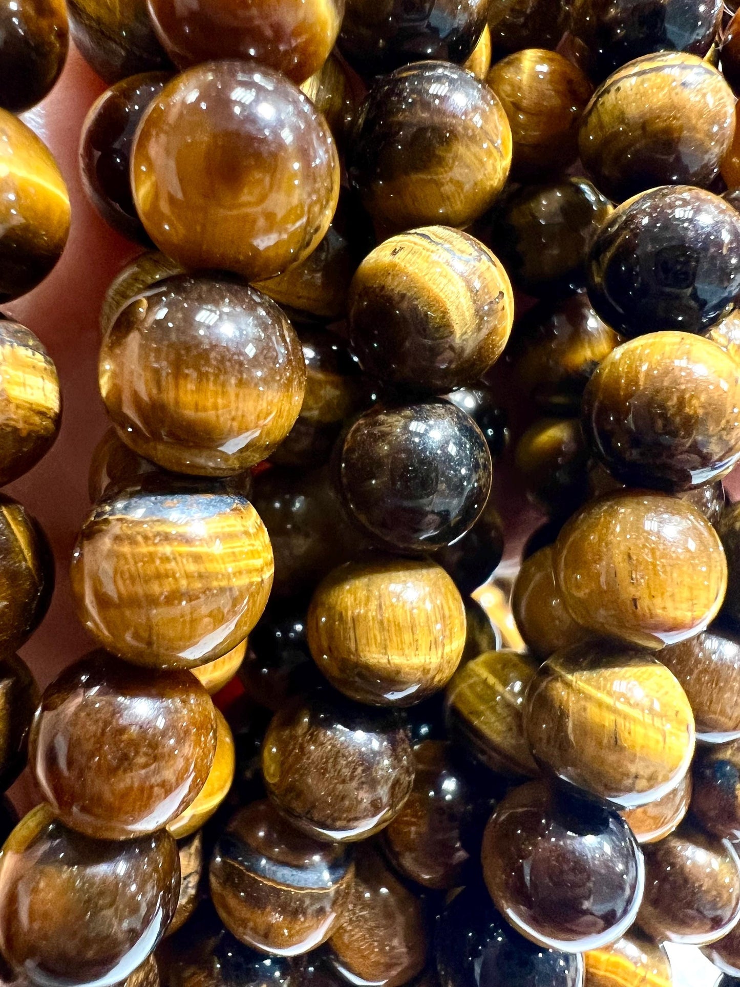 Natural Tiger Eye Brown 8mm Smooth Round Jewelry Making Natural Tiger Eye Gemstone Beads 15" Full Strand AAA quality