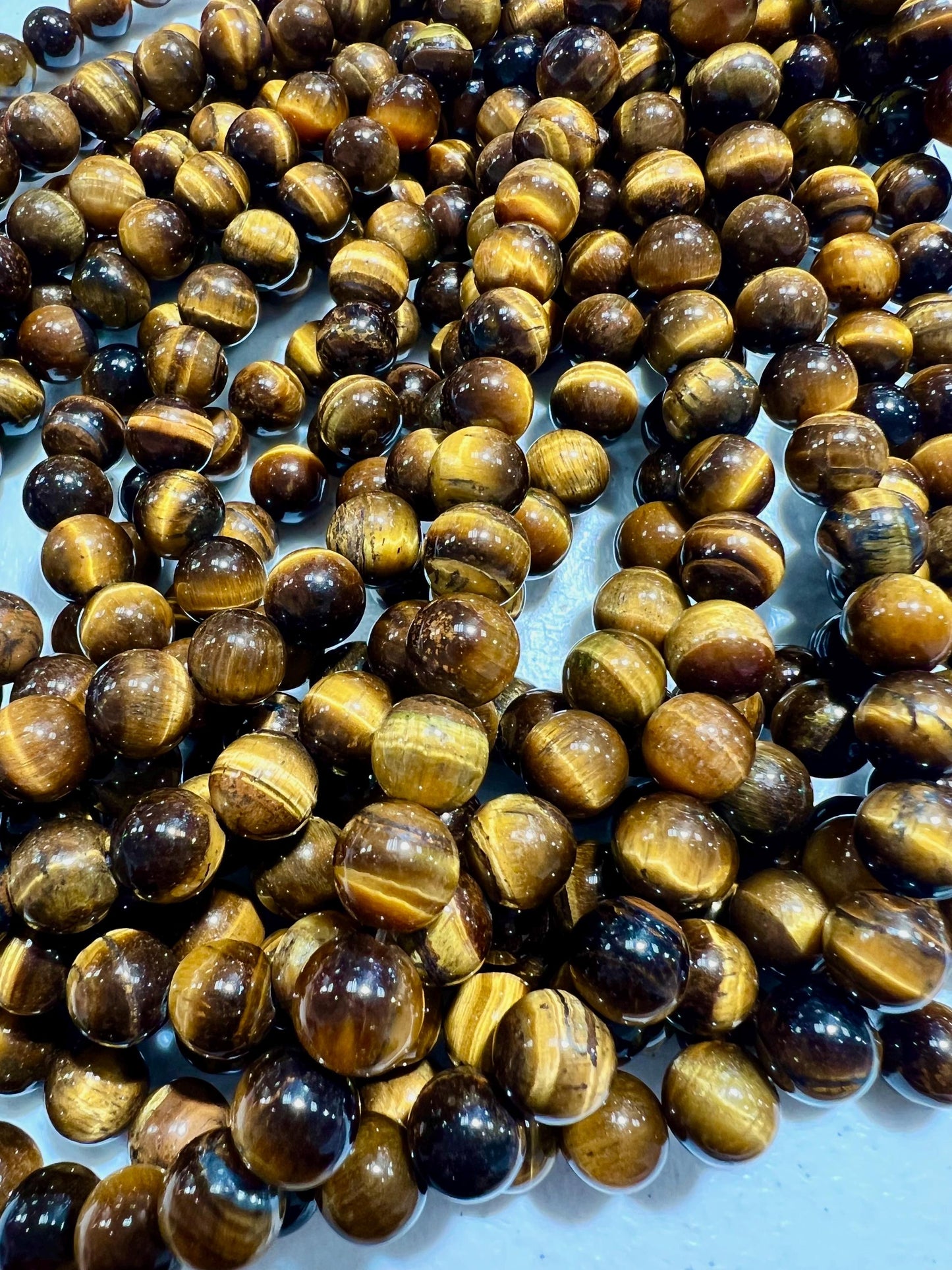 Natural Tiger Eye Brown 8mm Smooth Round Jewelry Making Natural Tiger Eye Gemstone Beads 15" Full Strand AAA quality