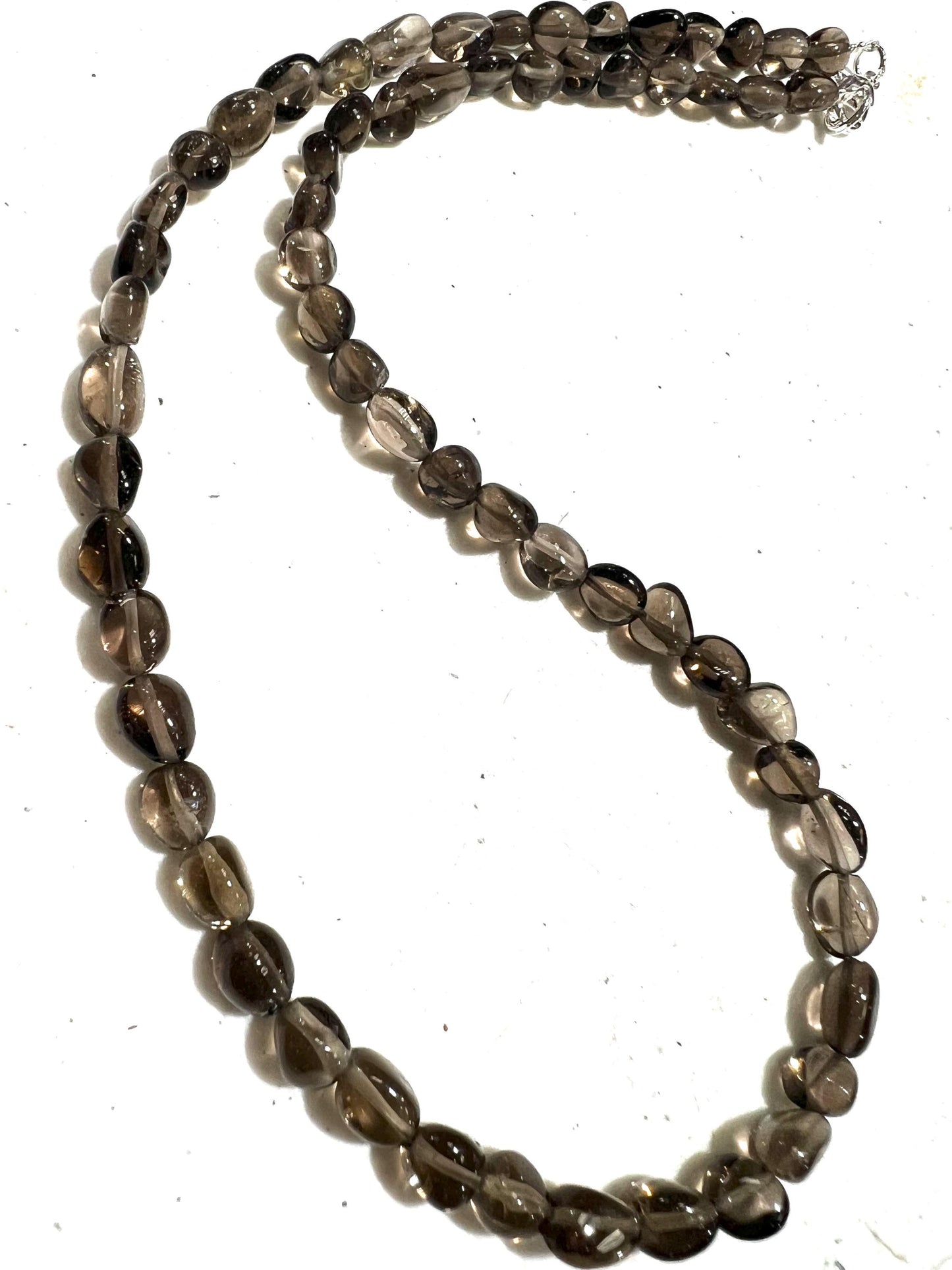 Natural Smokey Quartz Freeform Smooth oval 5x6-7mm beaded Silver necklace AAA Quality smokey Quartz,Energy, Meditation Necklace