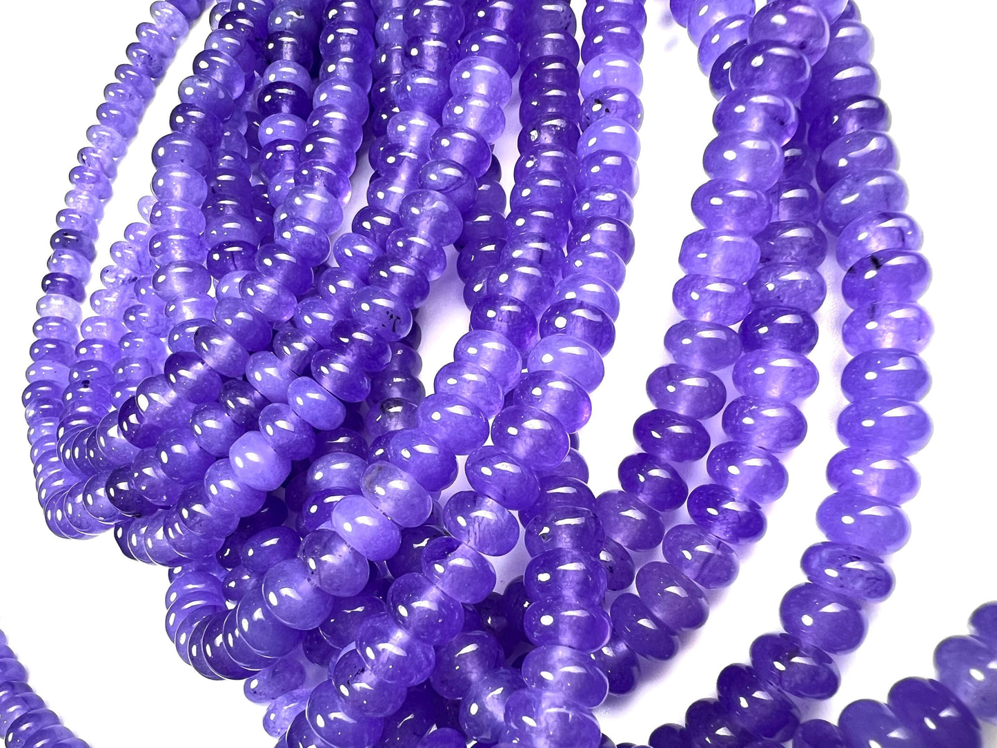 Genuine Lavender purple jade 8mm Smooth Roundel gemstone beads for jewelry making 14.5” Full strand ,Single/Bulk