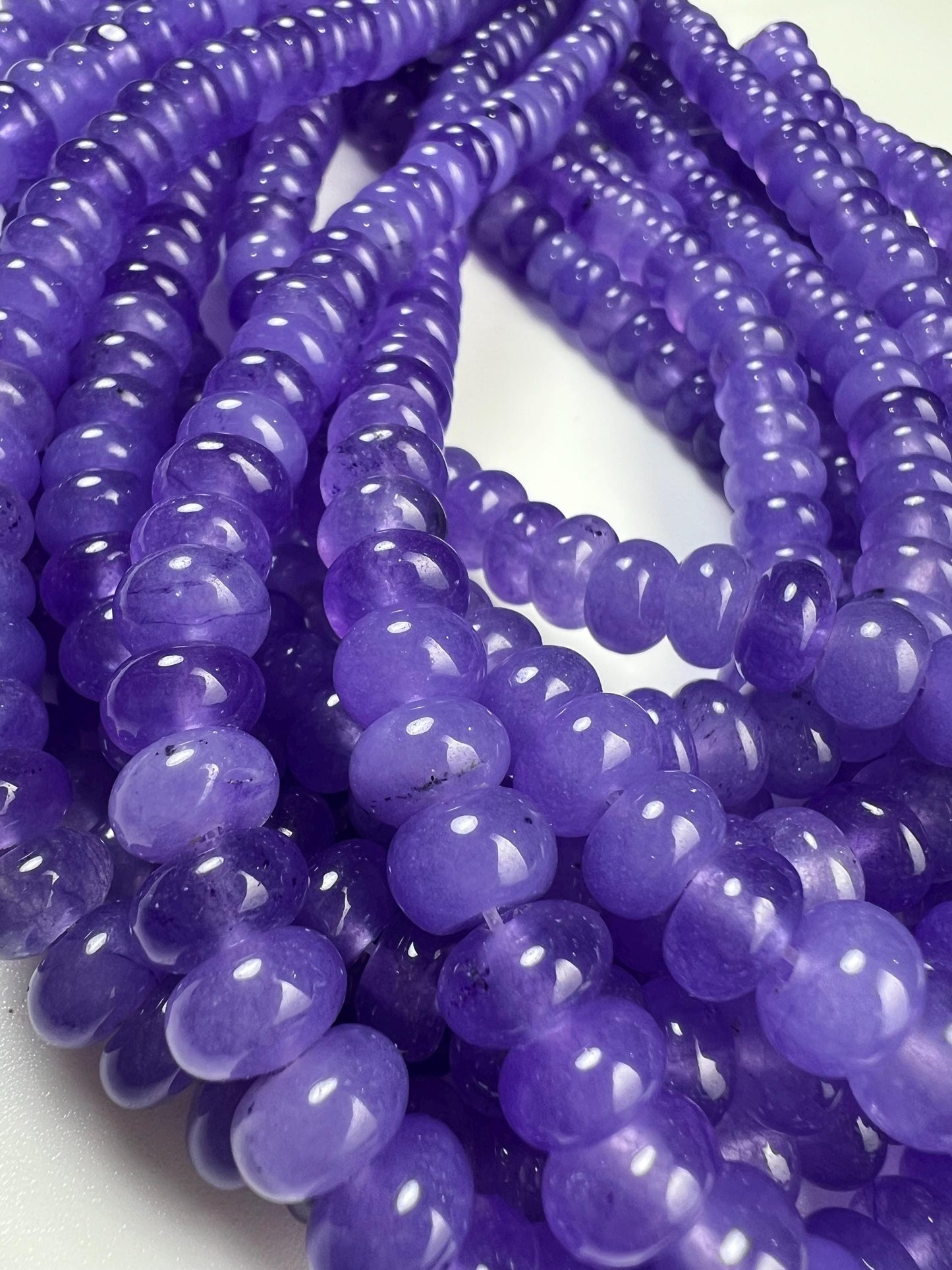 Genuine Lavender purple jade 8mm Smooth Roundel gemstone beads for jewelry making 14.5” Full strand ,Single/Bulk