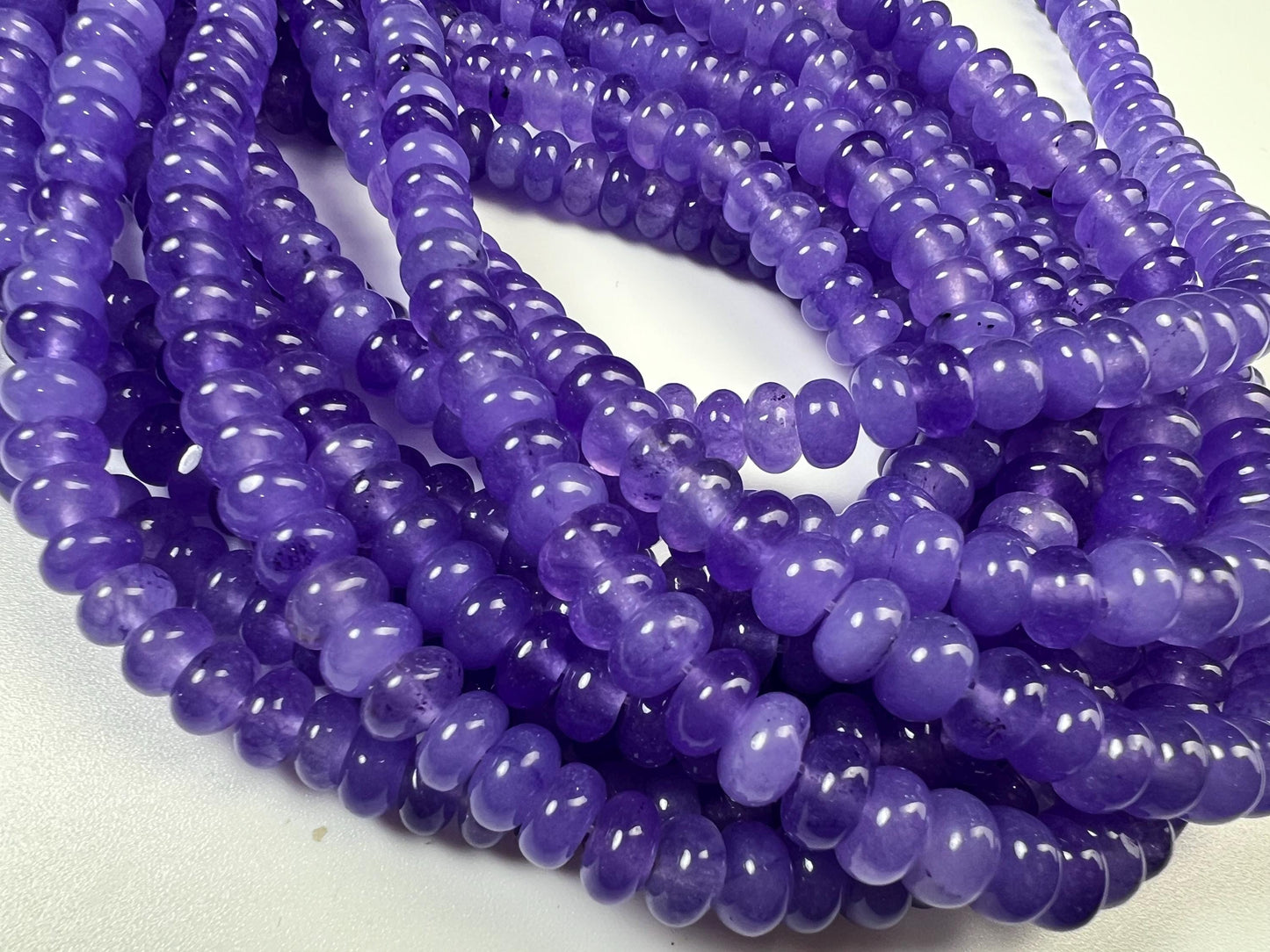 Genuine Lavender purple jade 8mm Smooth Roundel gemstone beads for jewelry making 14.5” Full strand ,Single/Bulk