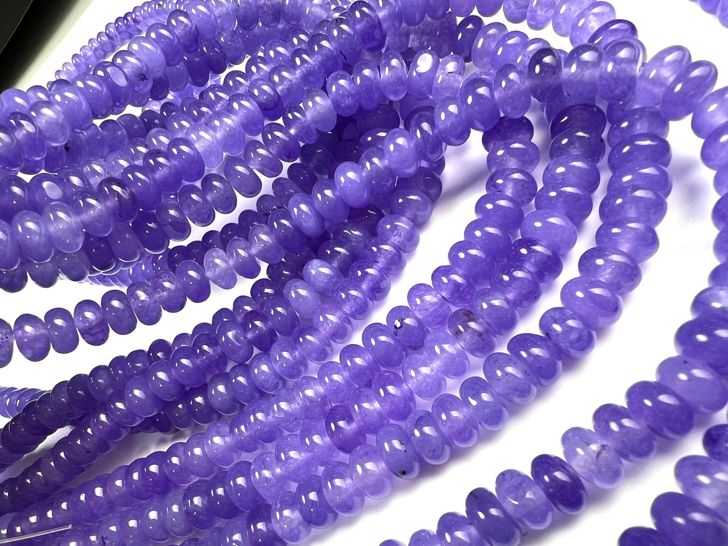 Genuine Lavender purple jade 8mm Smooth Roundel gemstone beads for jewelry making 14.5” Full strand ,Single/Bulk