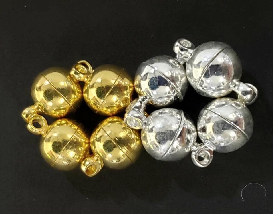 4 sets Mag clasp 8mm round, silver, gold, black and Rose Gold plated brass, good quality, jewelry making clasp