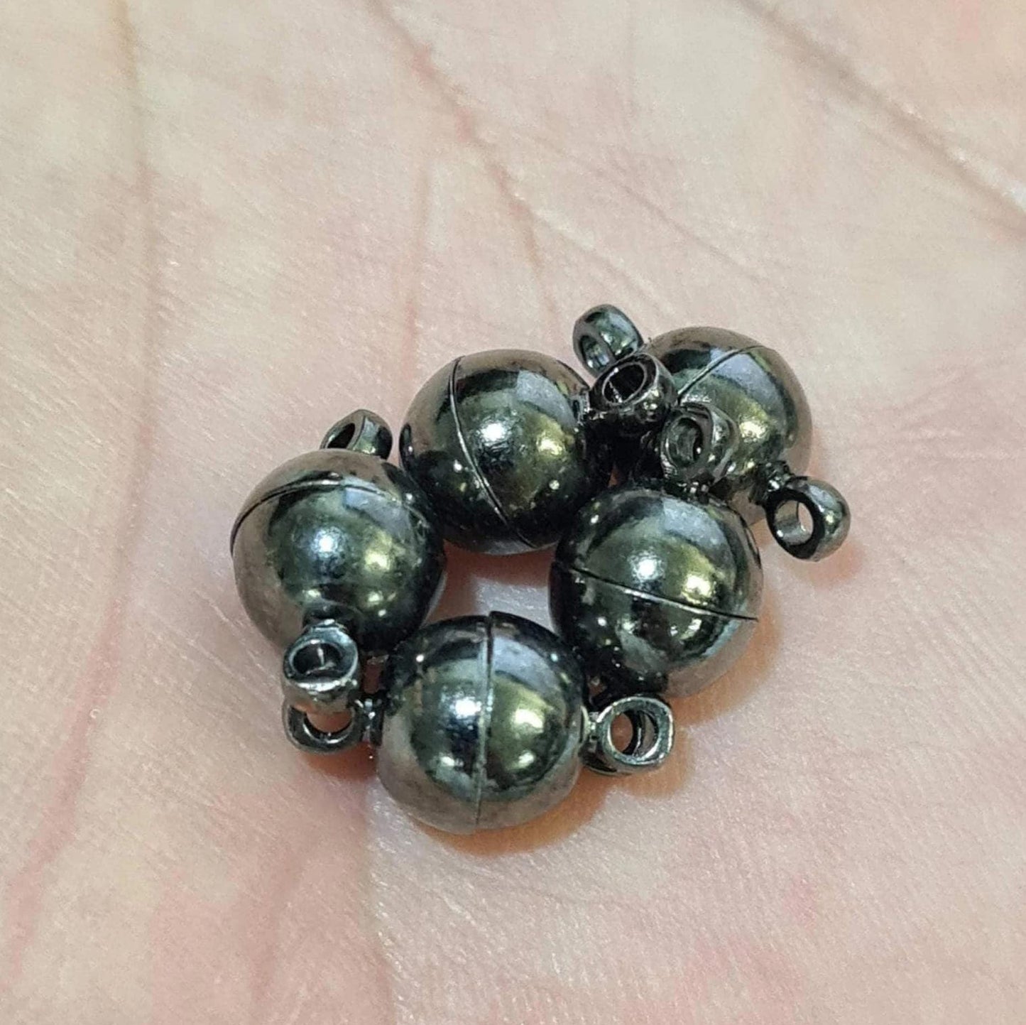 4 sets Mag clasp 8mm round, silver, gold, black and Rose Gold plated brass, good quality, jewelry making clasp