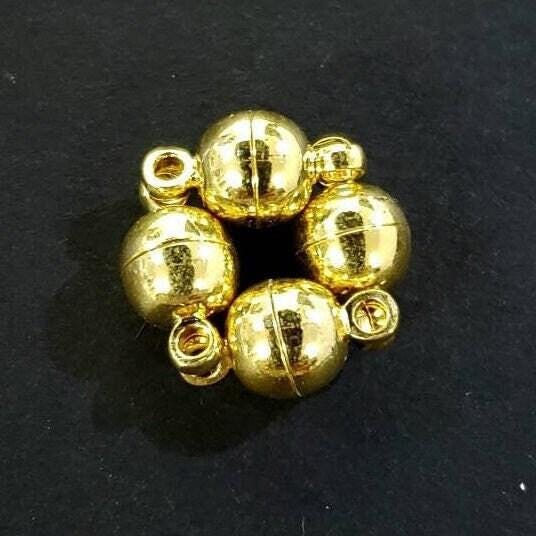 4 sets Ball clasp 6mm small round mag clasp shiny Silver, Gold, Rose Gold, Antique Brass, Antique Copper, plated brass clasp.