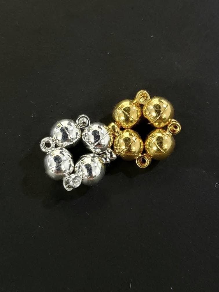 4 sets Ball clasp 6mm small round mag clasp shiny Silver, Gold, Rose Gold, Antique Brass, Antique Copper, plated brass clasp.