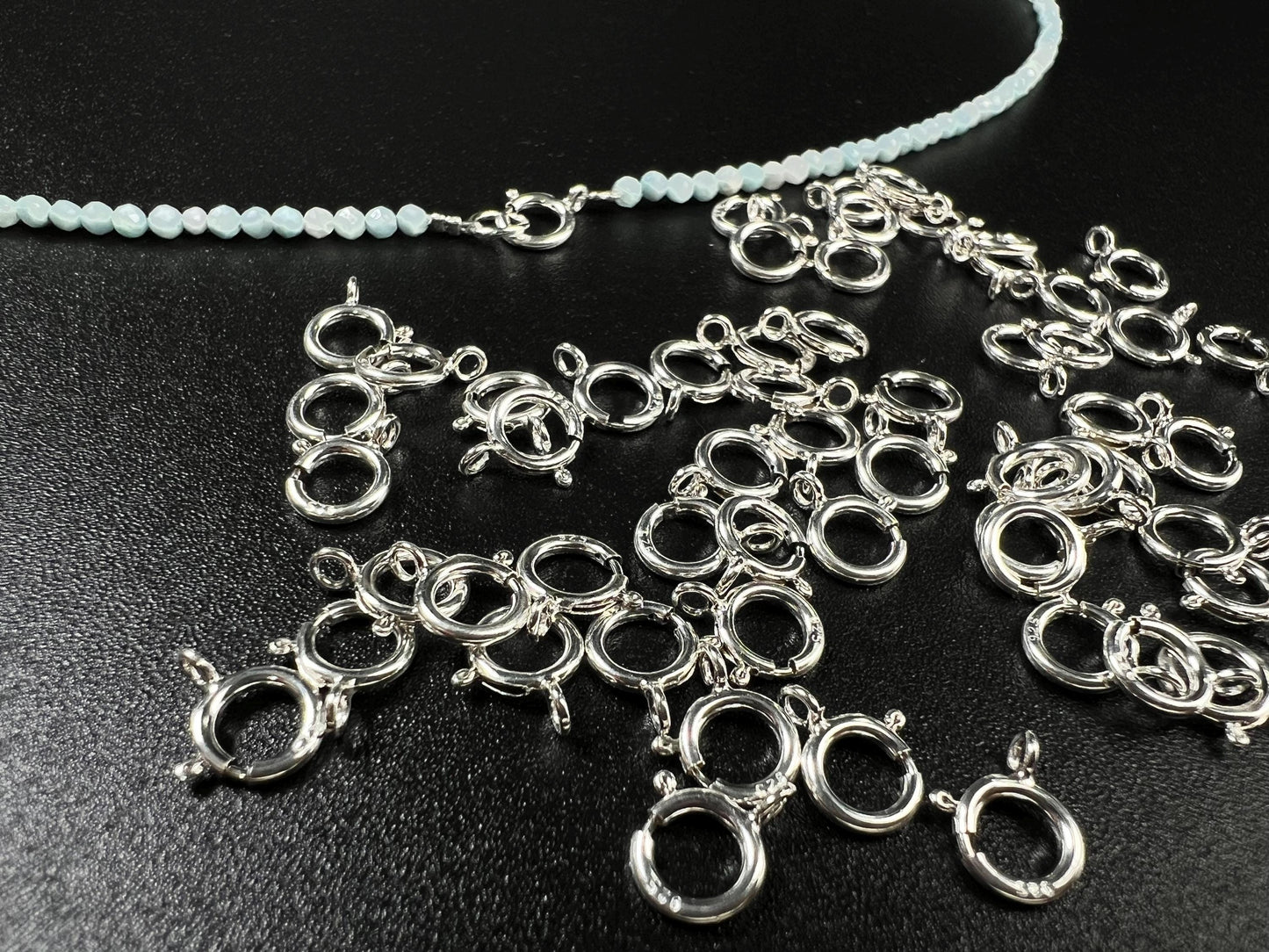 5 pieces 925 Sterling Silver 6mm Spring Ring Clasp with close Ring, Made In USA Jewelry Making clasp Findings,925 stamped
