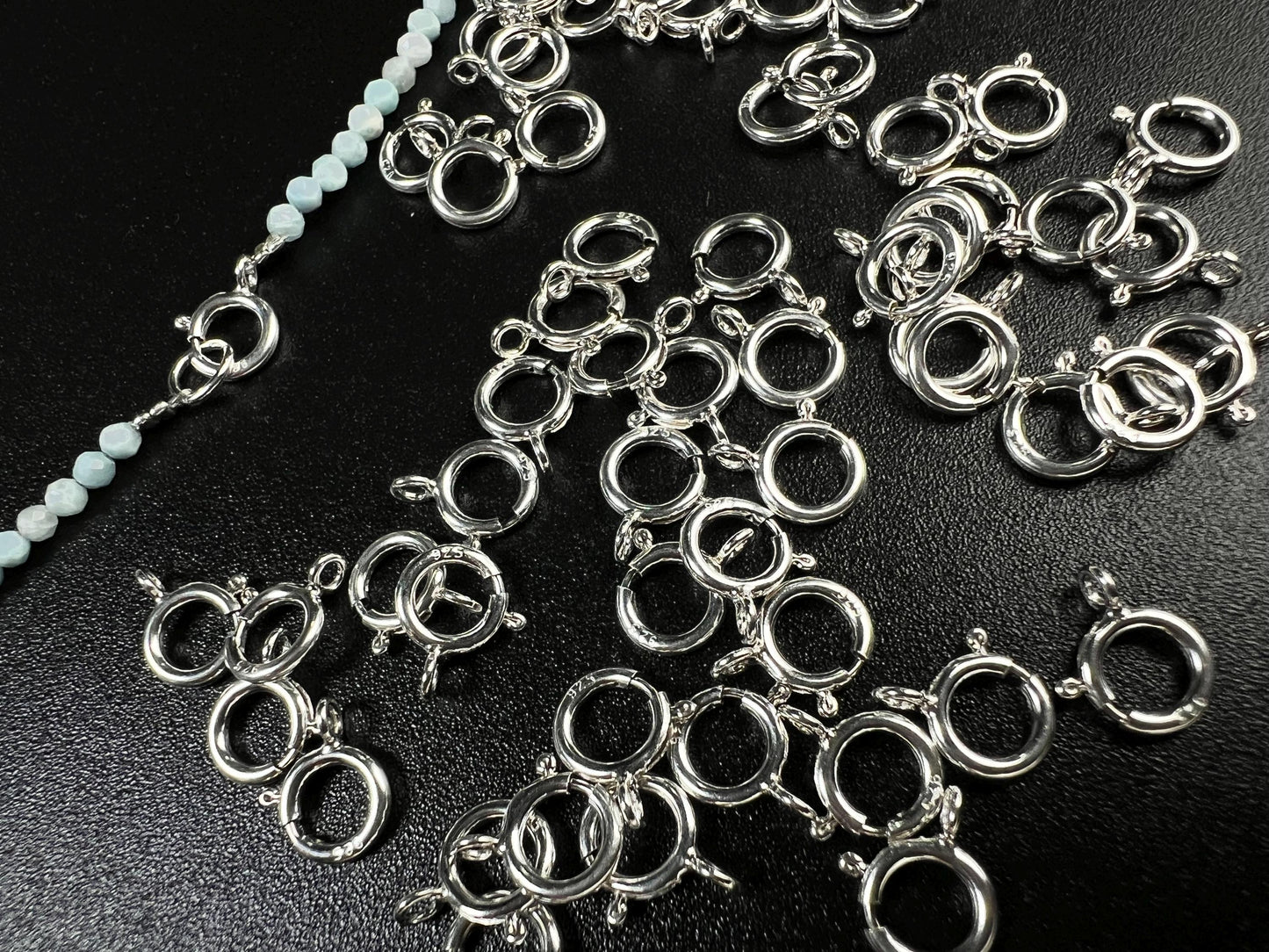 5 pieces 925 Sterling Silver 6mm Spring Ring Clasp with close Ring, Made In USA Jewelry Making clasp Findings,925 stamped