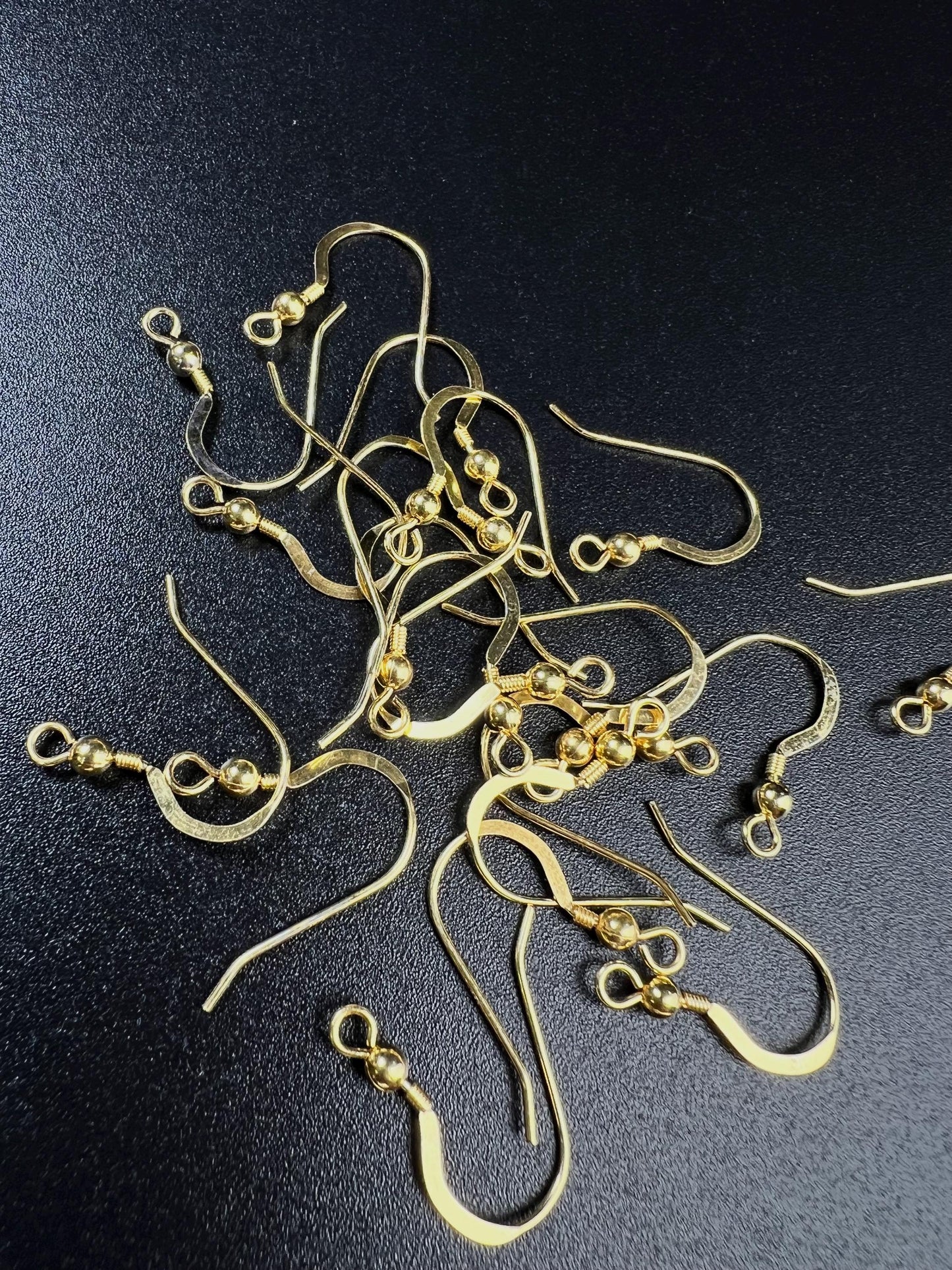 22k gold vermeil over 925 sterling silver French Hook Ball and Coil earwire, earrings making findings, 925 stamped, 1 pair or bulk wholesale