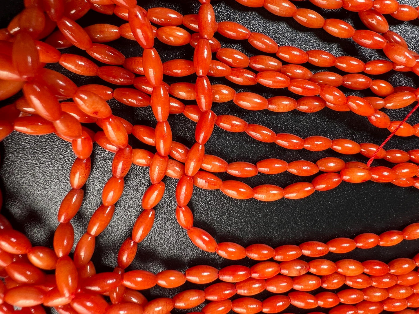 Natural Italian coral Rice Oval smooth shape beads 3x6-6.5mm AAA quality Round Beads 15" Strand