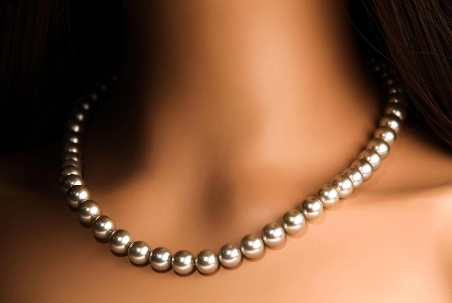 Silver Gray South Sea Shell Pearl 10mm High Luster Statement Necklace with Mag Ball Clasp Necklace, Bridal,elegant Gift