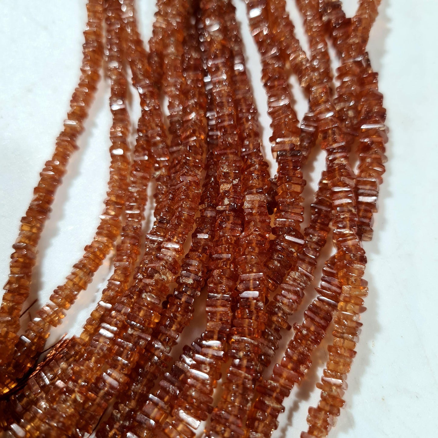 Natural Hessonite Garnet square Heishi washer smooth Beads 4-4.5mm Beads for jewelry Making Natural Dark brown 8" strand Beads