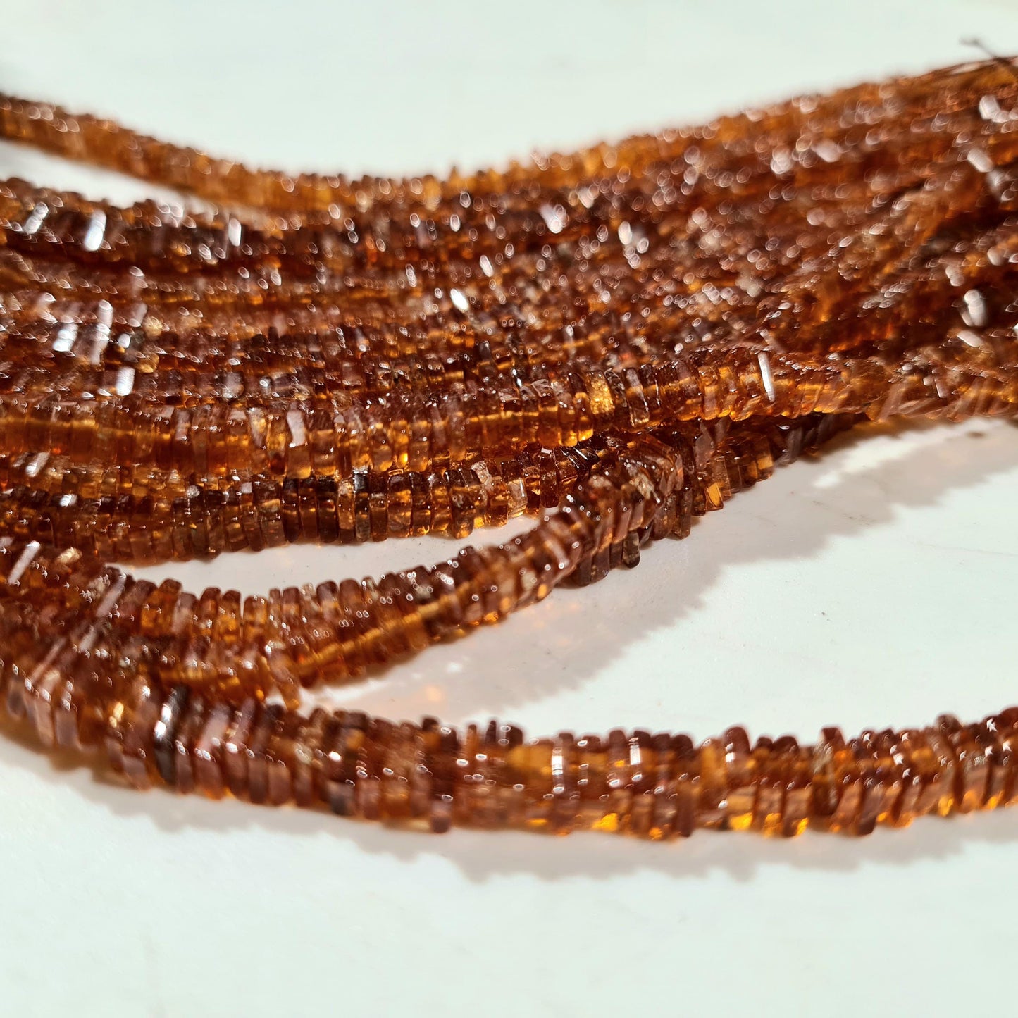 Natural Hessonite Garnet square Heishi washer smooth Beads 4-4.5mm Beads for jewelry Making Natural Dark brown 8" strand Beads