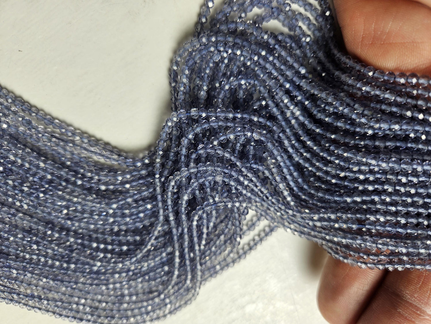 Natural Iolite 3mm Faceted Diamond Micro Cut Round Iolite rare 12" Strand.AAA clear quality gemstone beads for jewelry making.