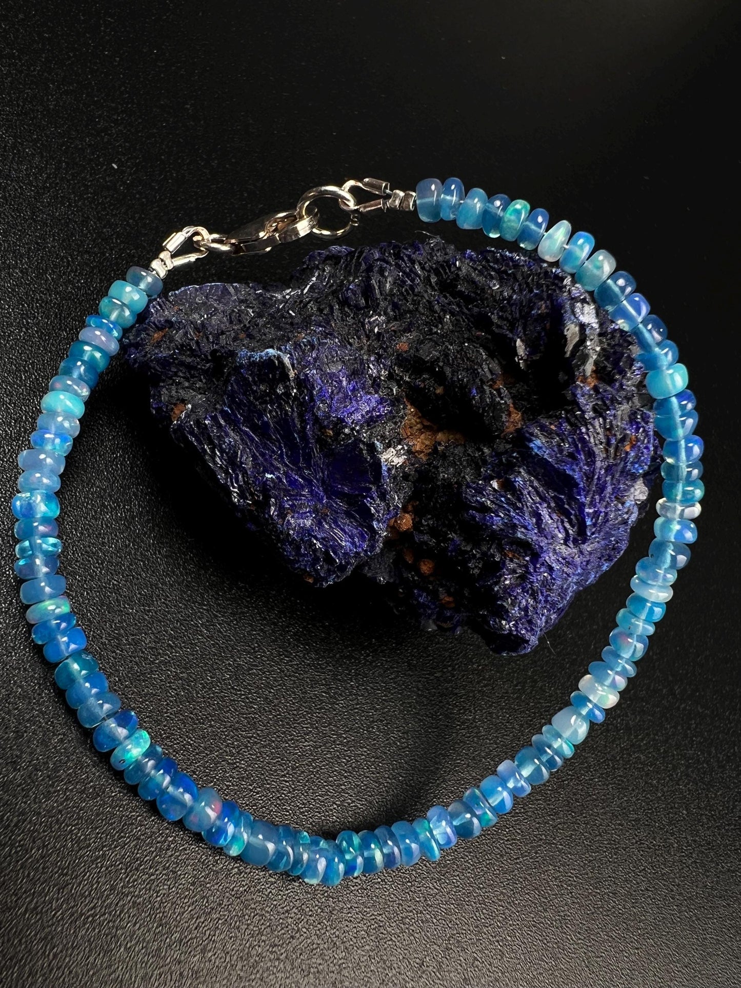 Genuine Ethiopian Fire Opal Periwinkle Blue Welo Opal 3.5-4mm Smooth Bracelet AAA quality Fiery Opal gift