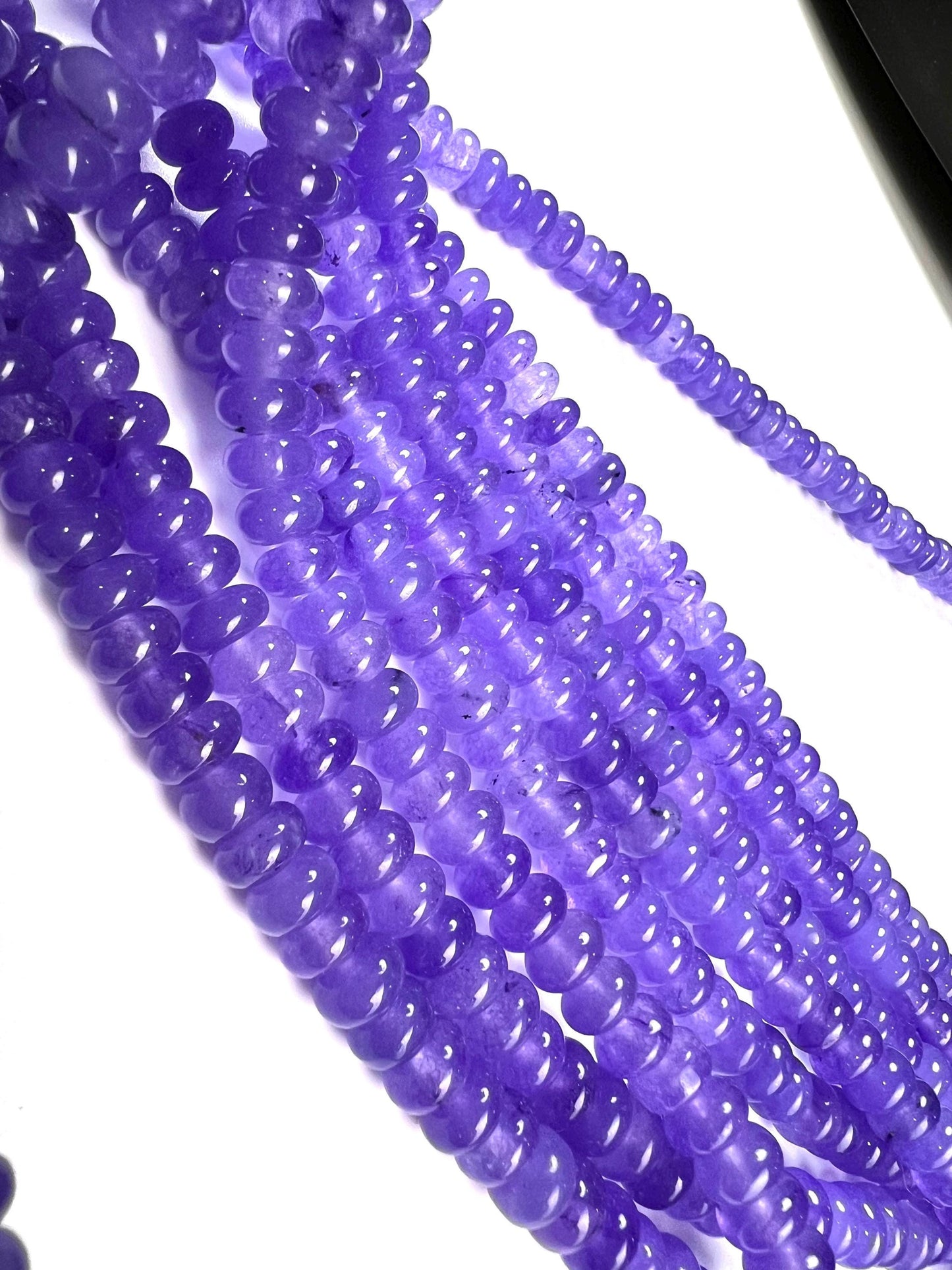 Genuine Lavender purple jade 8mm Smooth Roundel gemstone beads for jewelry making 14.5” Full strand ,Single/Bulk