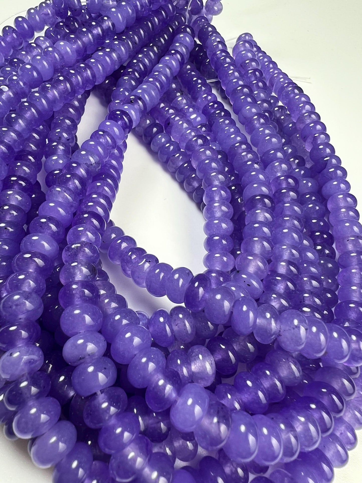 Genuine Lavender purple jade 8mm Smooth Roundel gemstone beads for jewelry making 14.5” Full strand ,Single/Bulk