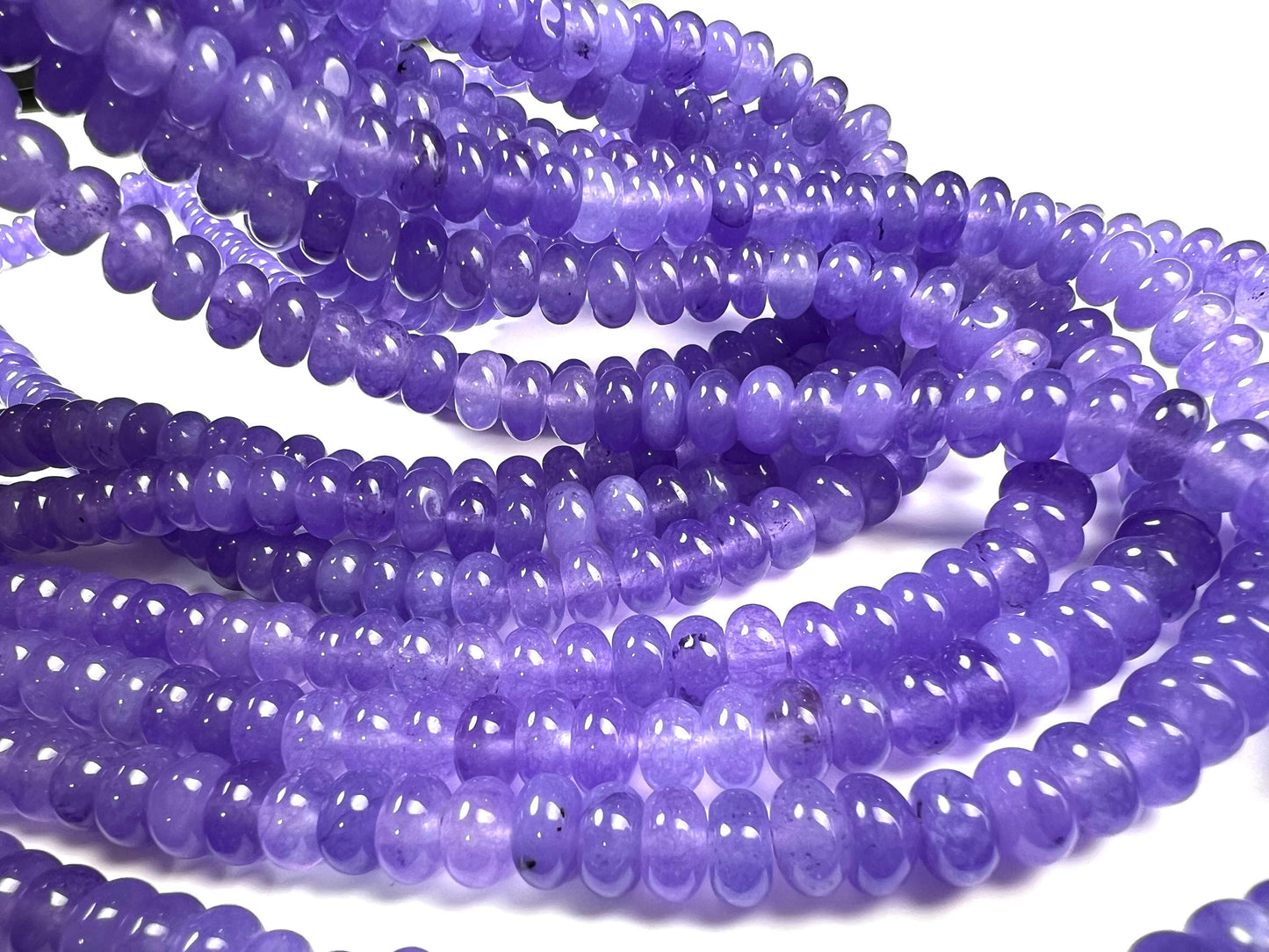 Genuine Lavender purple jade 8mm Smooth Roundel gemstone beads for jewelry making 14.5” Full strand ,Single/Bulk