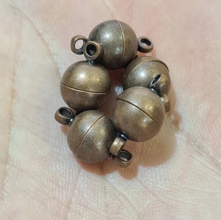 4 sets Mag clasp 8mm round, silver, gold, black and Rose Gold plated brass, good quality, jewelry making clasp