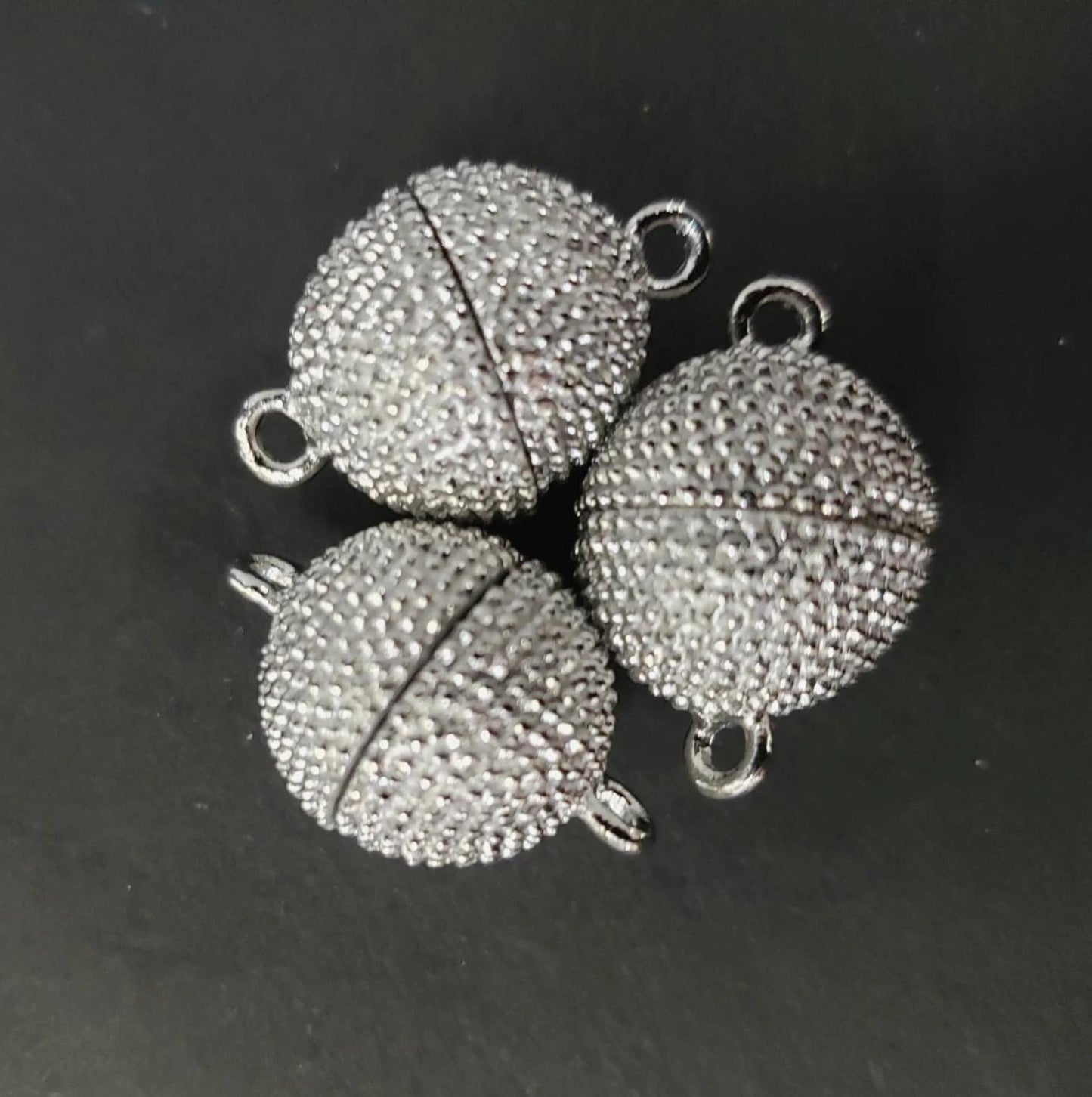 3 sets Ball clasp 8,10,12mm large round silver, gunmetal, gold plated brass, jewelry making Spike ball mag clasp