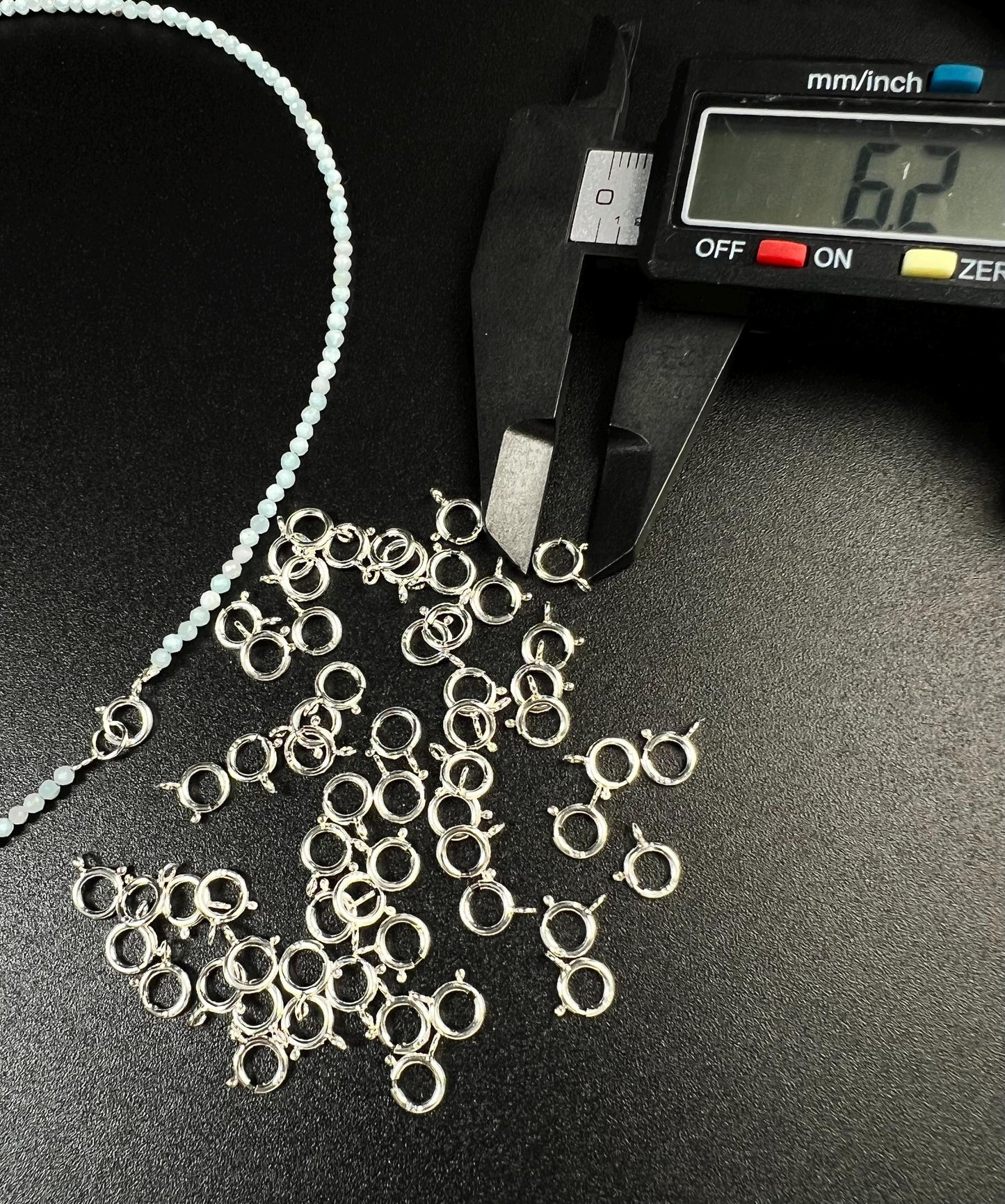 5 pieces 925 Sterling Silver 6mm Spring Ring Clasp with close Ring, Made In USA Jewelry Making clasp Findings,925 stamped