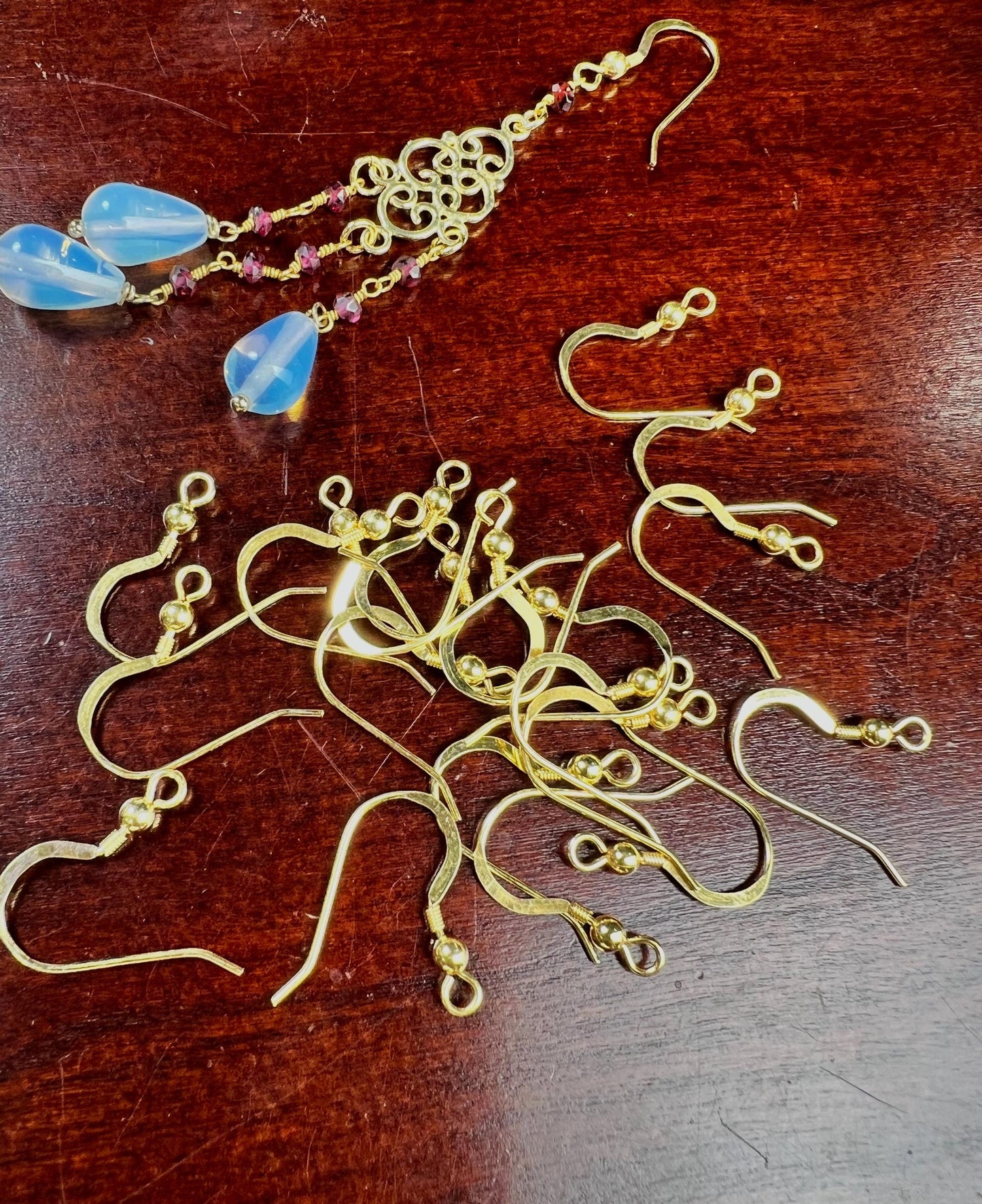 22k gold Vermeil over 925 Sterling Silver French Hook Ball and Coil earwire, earrings making findings, 925 stamped, 1 pair or bulk wholesale