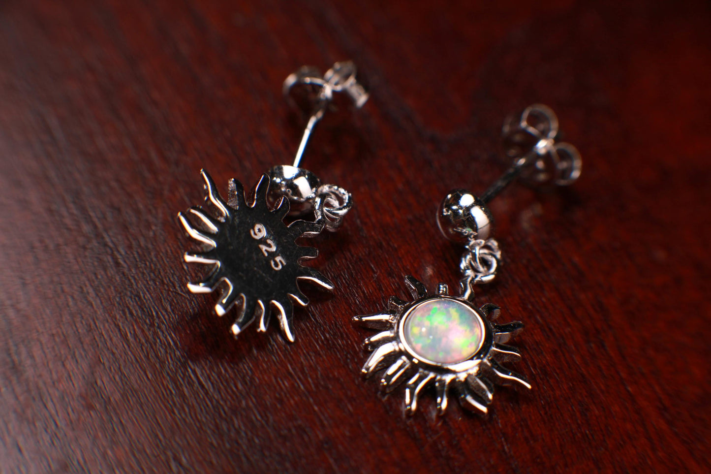 Ethiopian Fire Welo Opal 12mm Sun Stud Earrings in Sterling Silver, AAA Quality Fiery Welo Opal Dainty Elegant Earrings, Gift, 925 Stamped