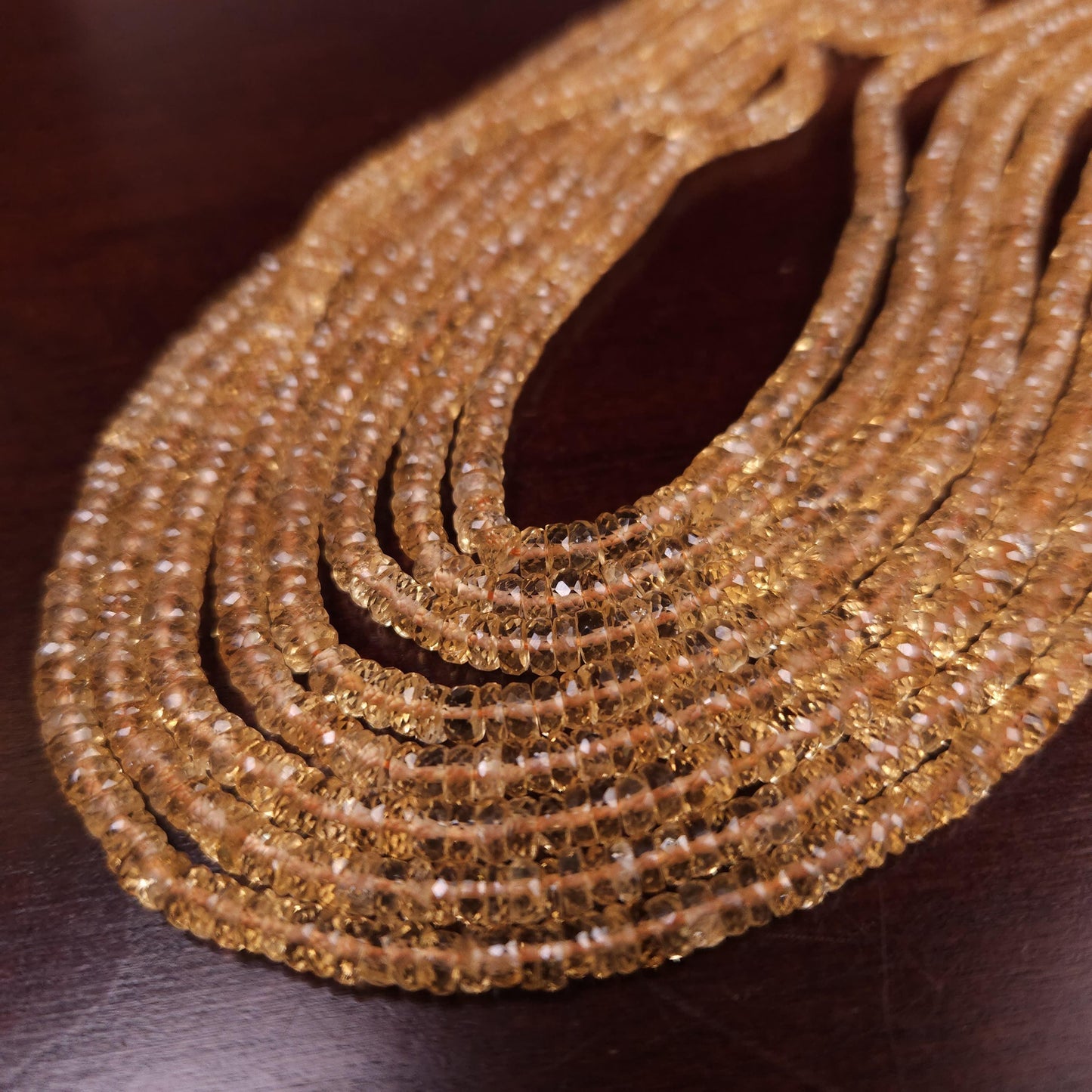 Natural Citrine heishi wheel washer Roundel Bead. Gem Quality Clear AAA Faceted 4-4.5mm Gemstone 8" strand for jewelry making