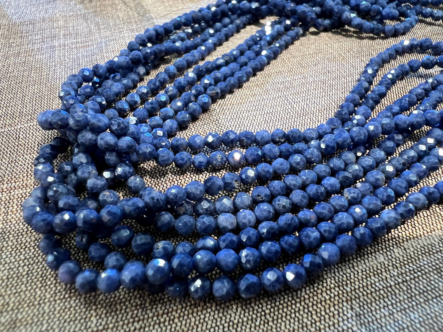 Natural Blue Sapphire Faceted Round 2.5-3mm bead 12.5” full strand for jewelry making Gemstone bead