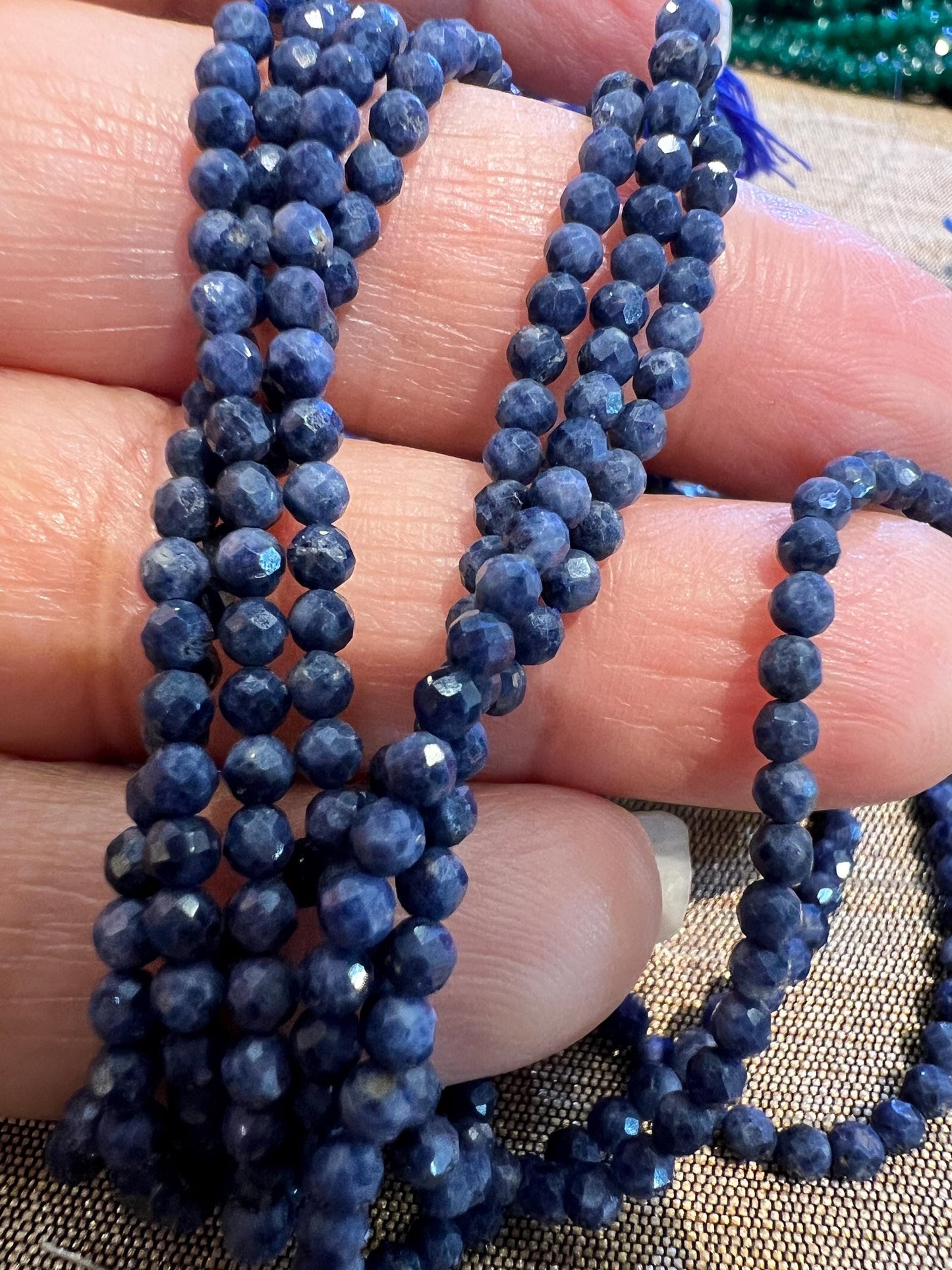 Natural Blue Sapphire Faceted Round 2.5-3mm bead 12.5” full strand for jewelry making Gemstone bead