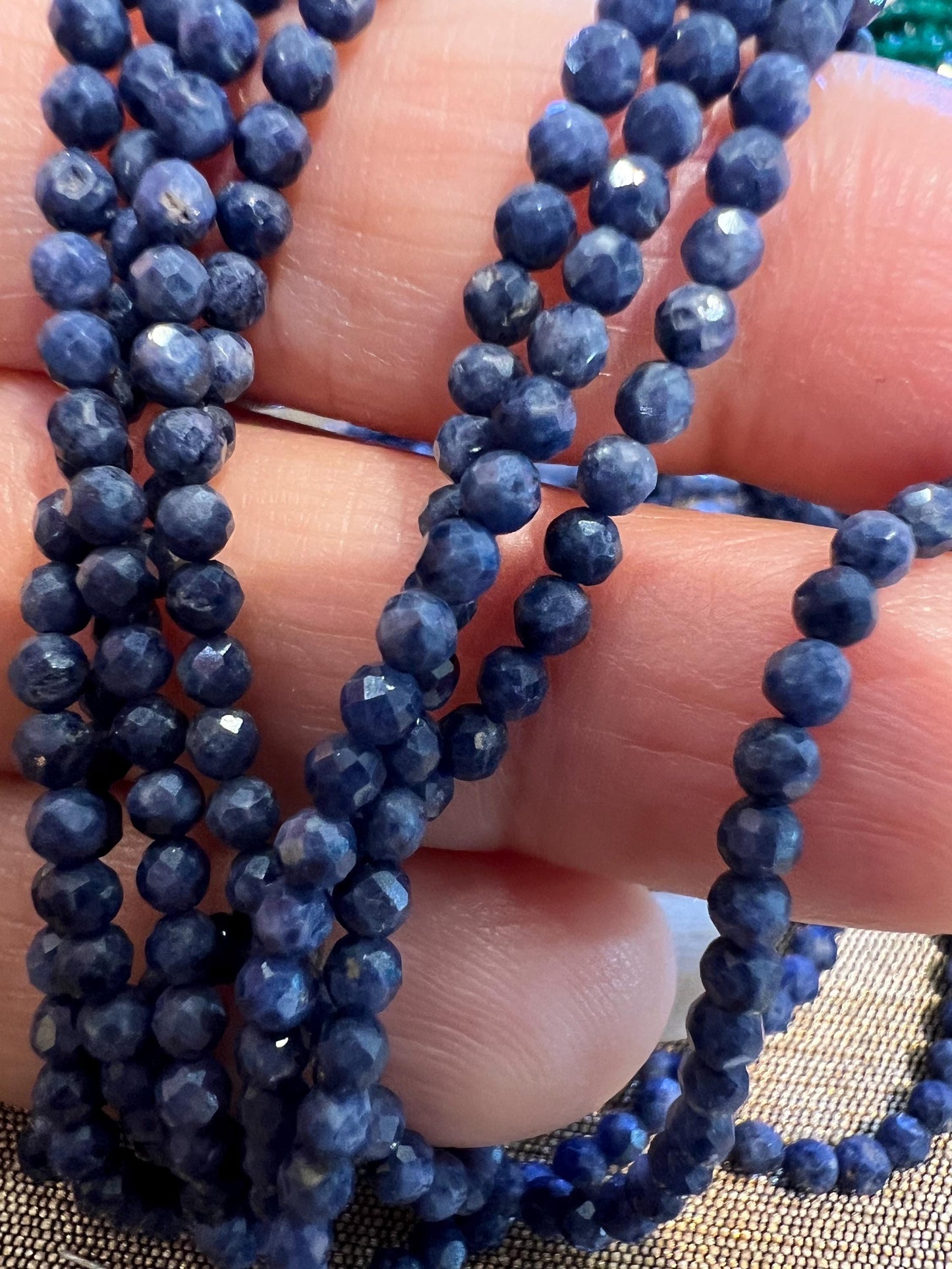 Natural Blue Sapphire Faceted Round 2.5-3mm bead 12.5” full strand for jewelry making Gemstone bead
