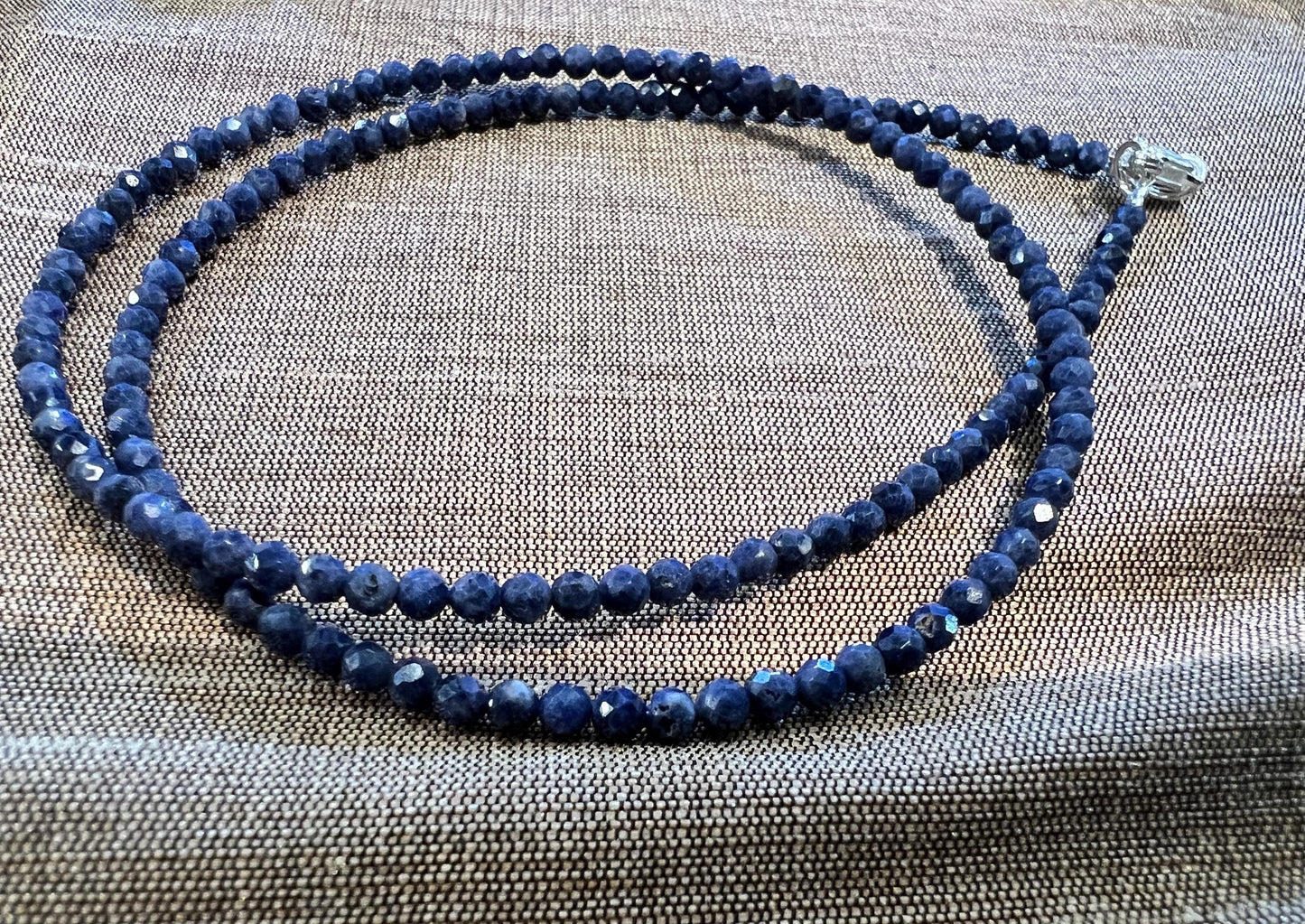 Natural Blue Sapphire Faceted Round 2.5-3mm handmade necklace. Beautiful gemstone necklace gift